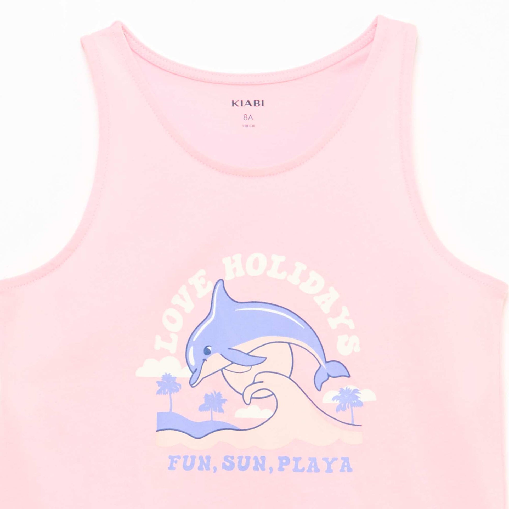 Printed Round Neck Tank Top PINK