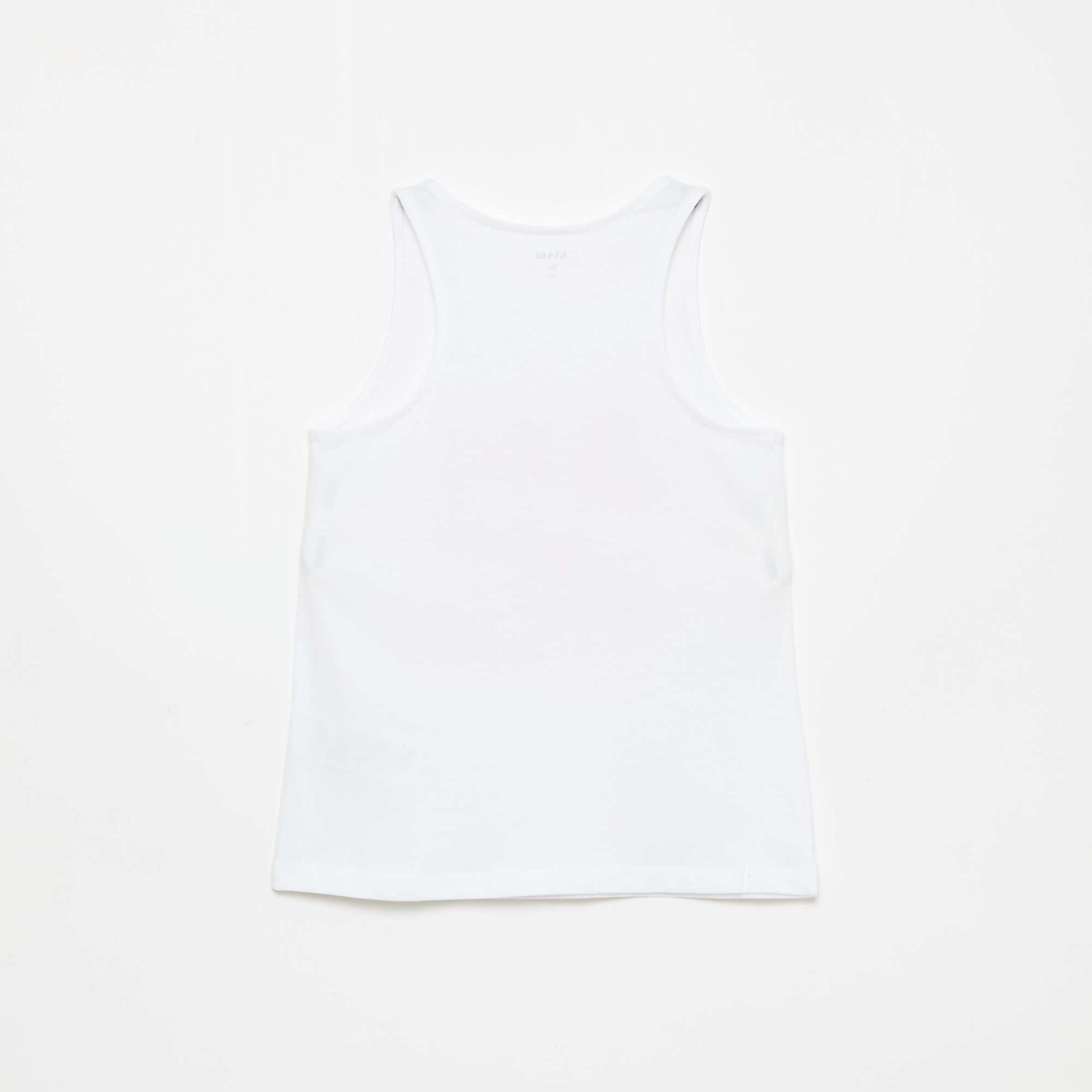 Printed Round Neck Tank Top WHITE