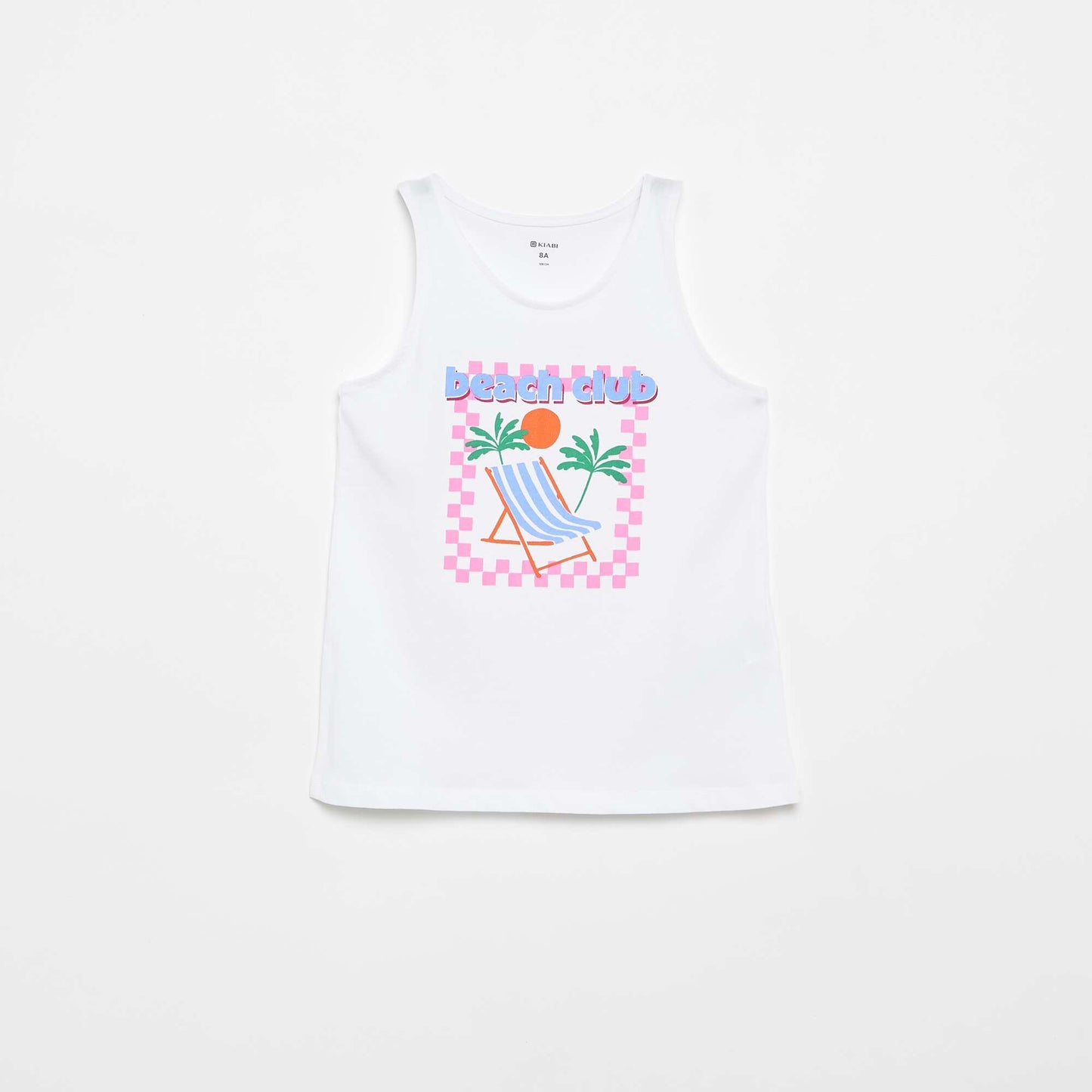 Printed Round Neck Tank Top WHITE