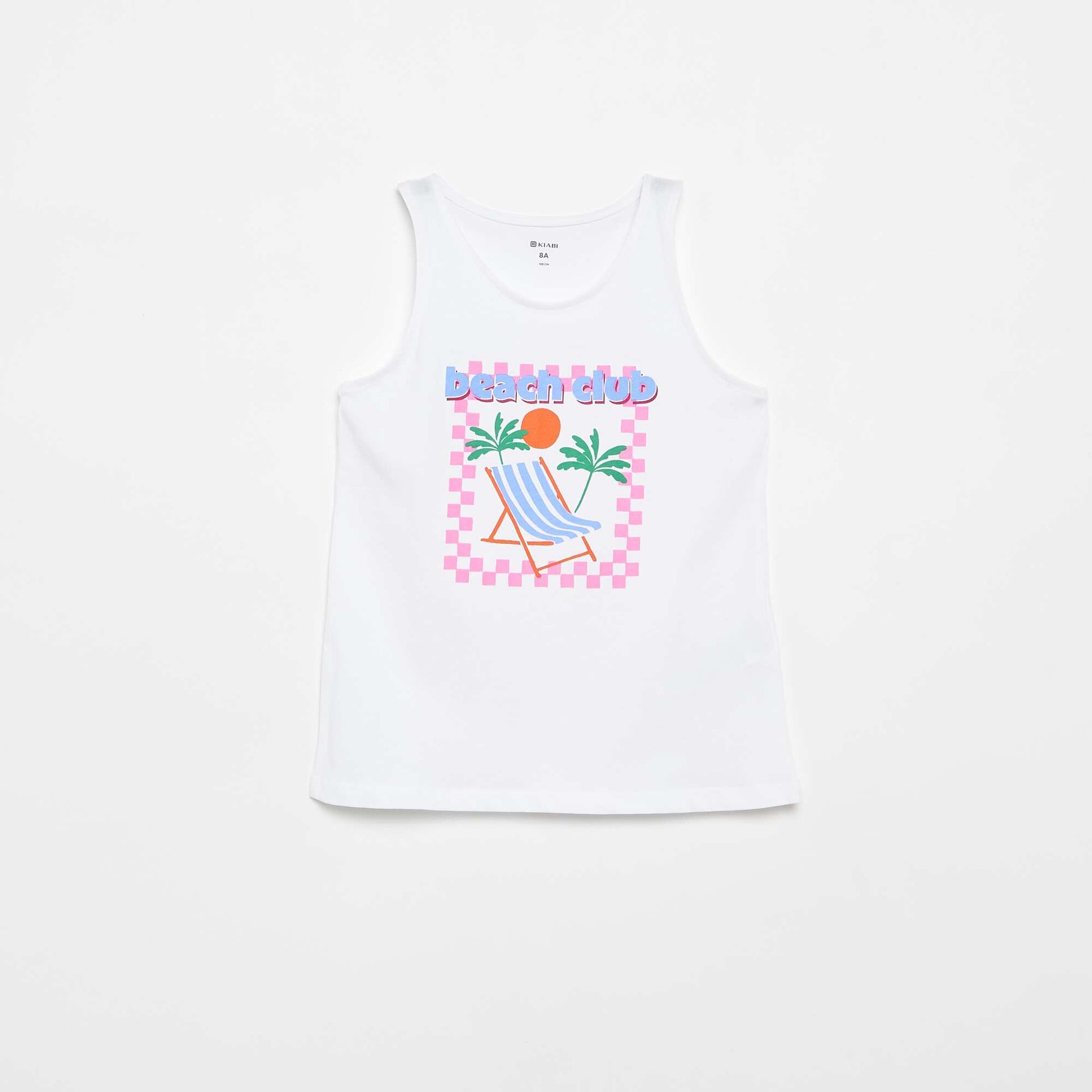 Printed Round Neck Tank Top WHITE