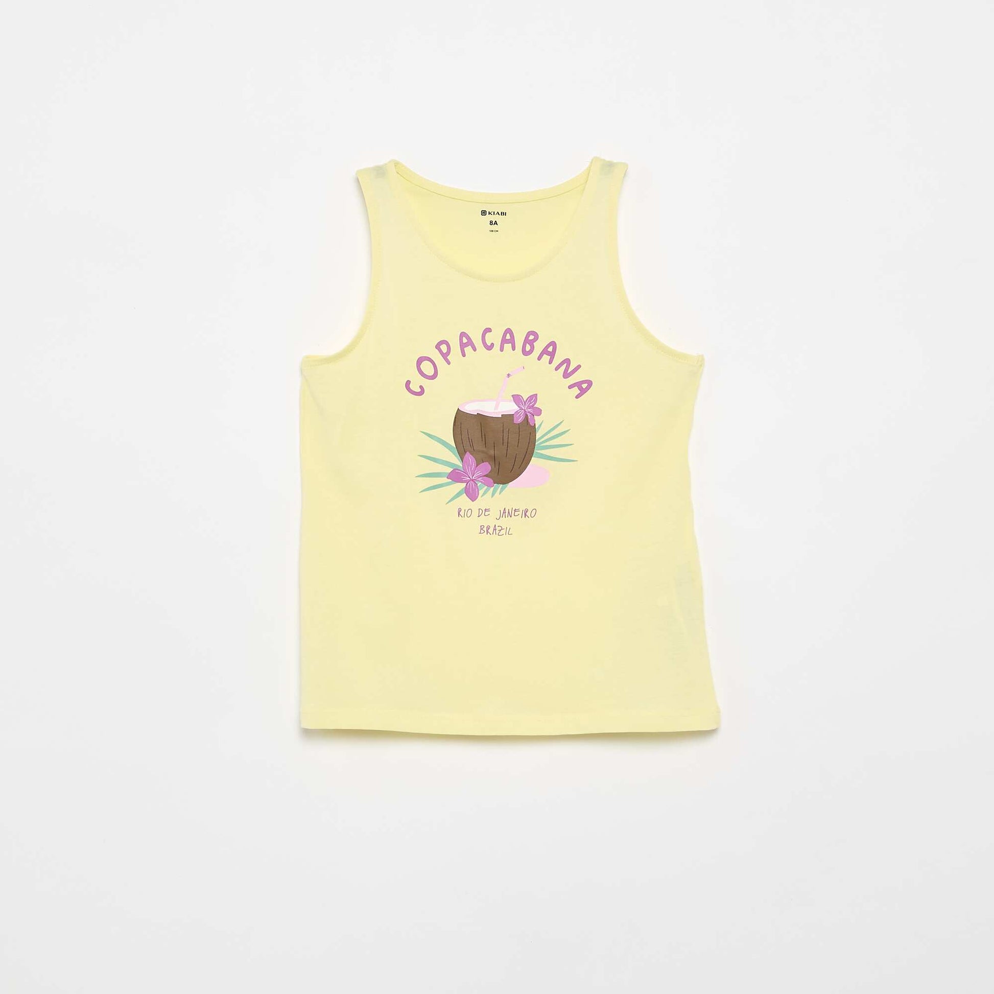 Printed Round Neck Tank Top YELLOW