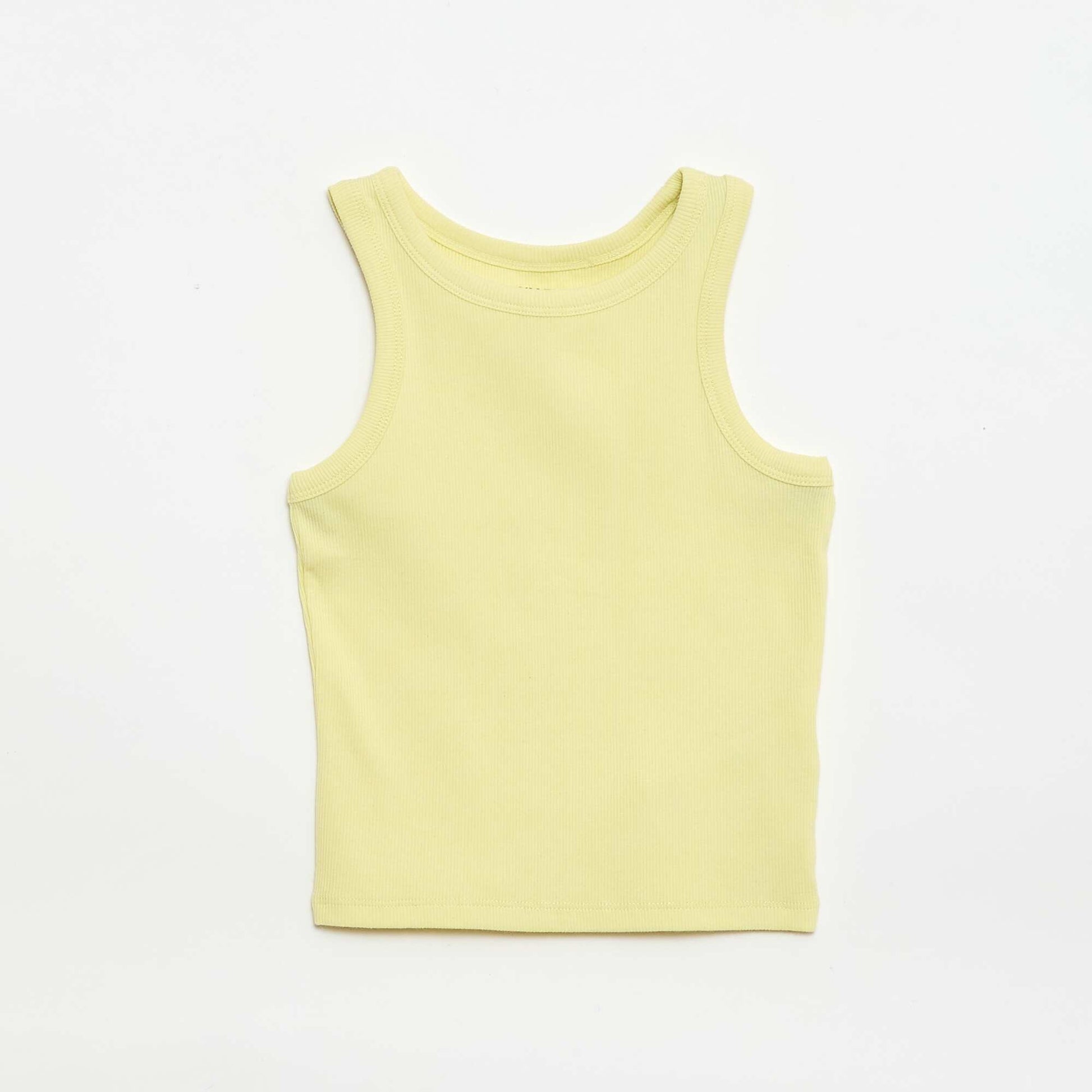Ribbed Tank Top with Round Neck YELLOW