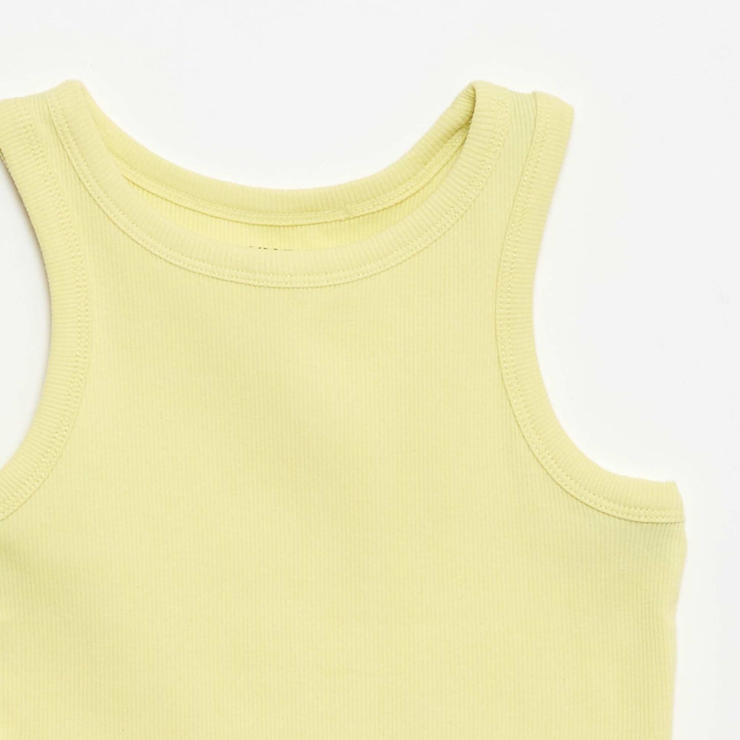 Ribbed Tank Top with Round Neck YELLOW
