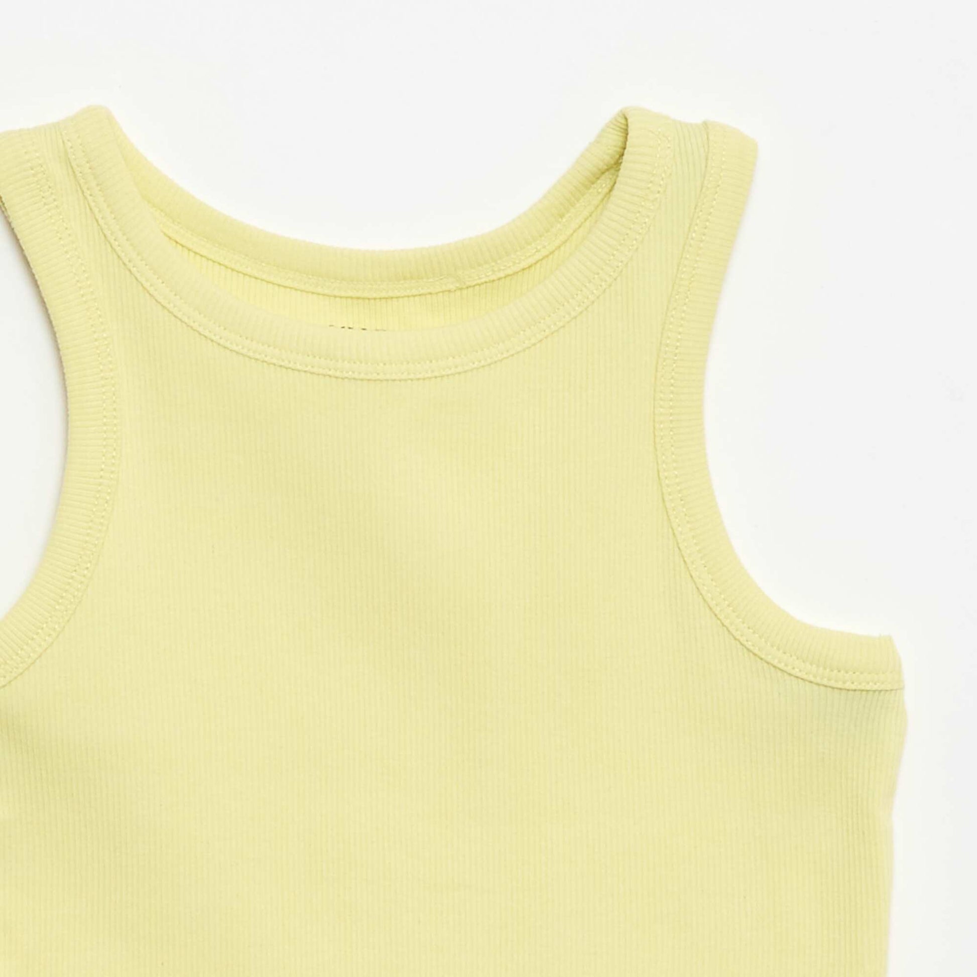 Ribbed Tank Top with Round Neck YELLOW