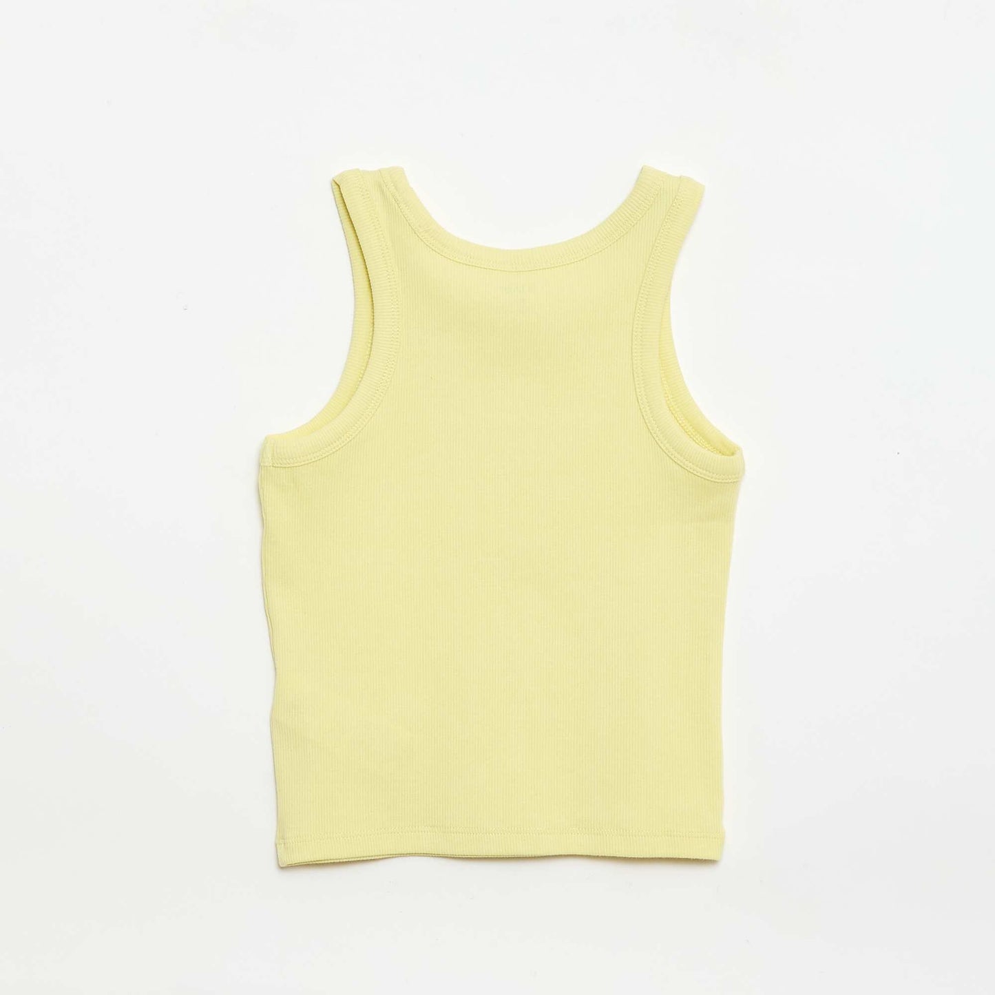 Ribbed Tank Top with Round Neck YELLOW