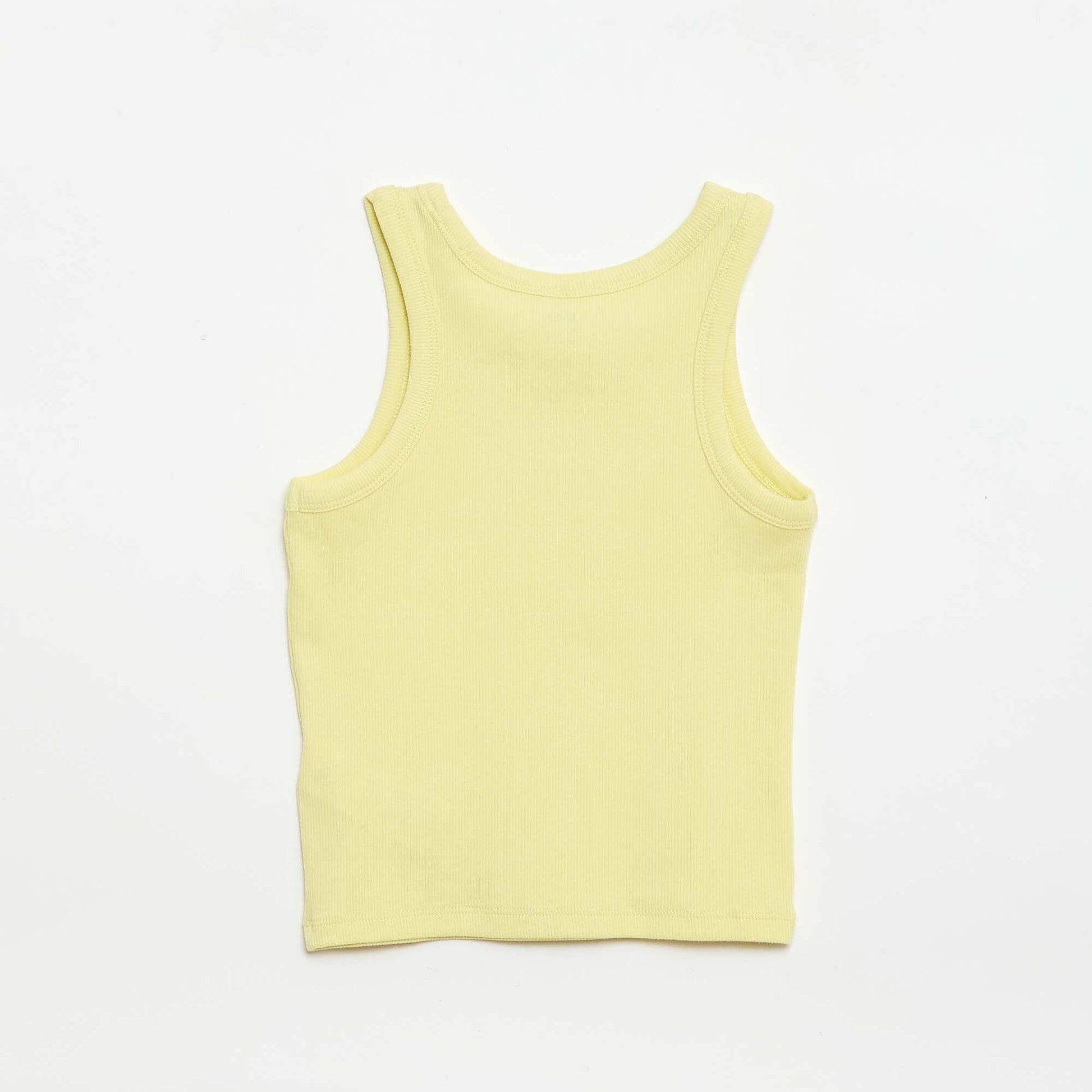 Ribbed Tank Top with Round Neck YELLOW