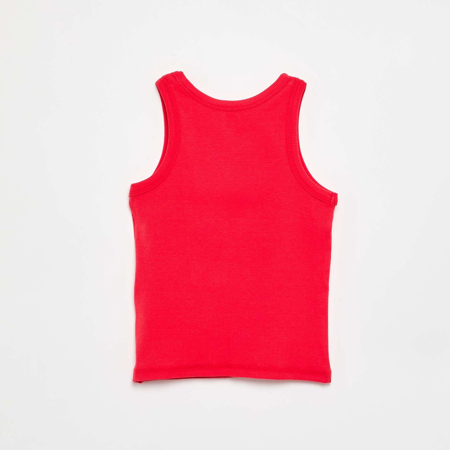 Ribbed Tank Top with Round Neck RED