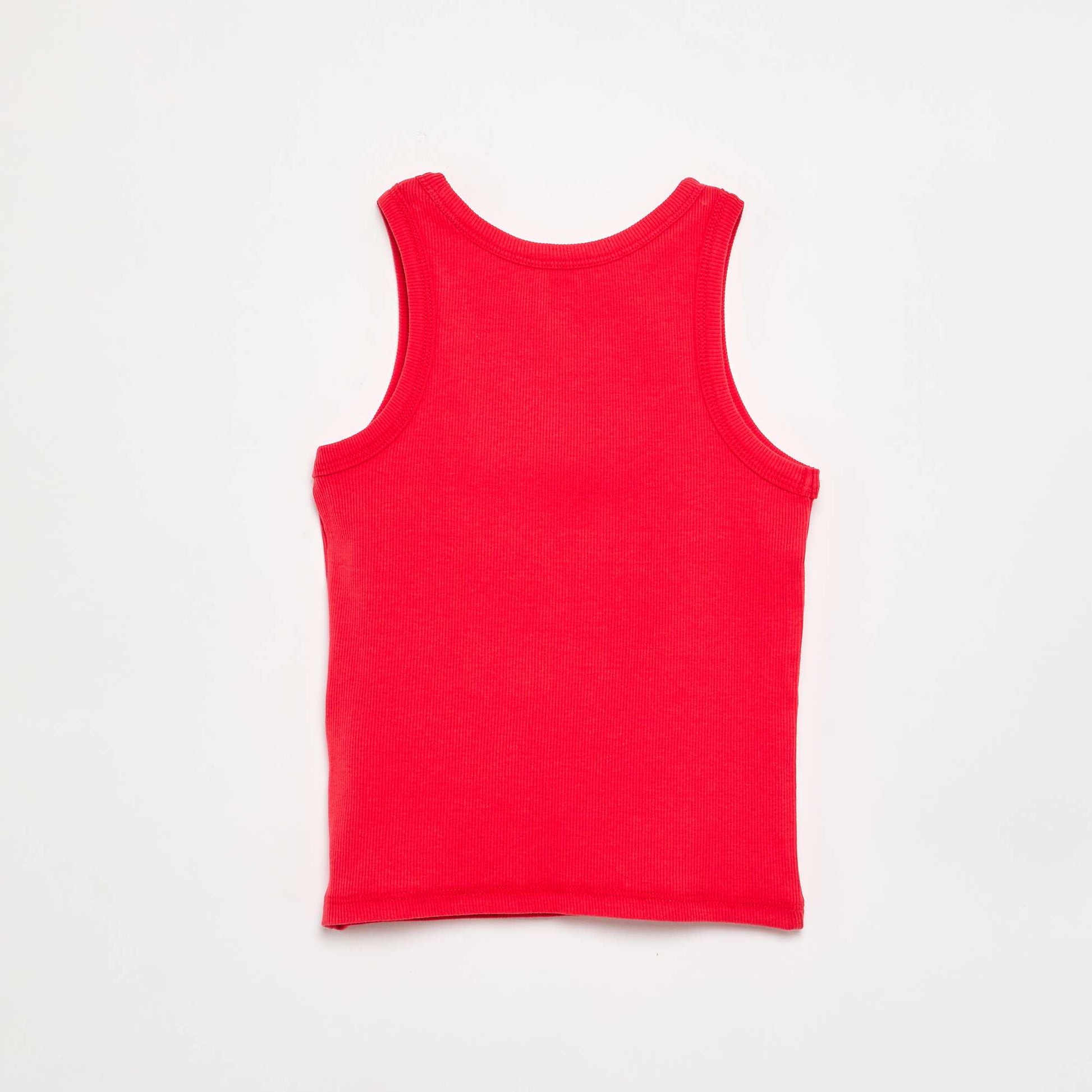 Ribbed Tank Top with Round Neck RED