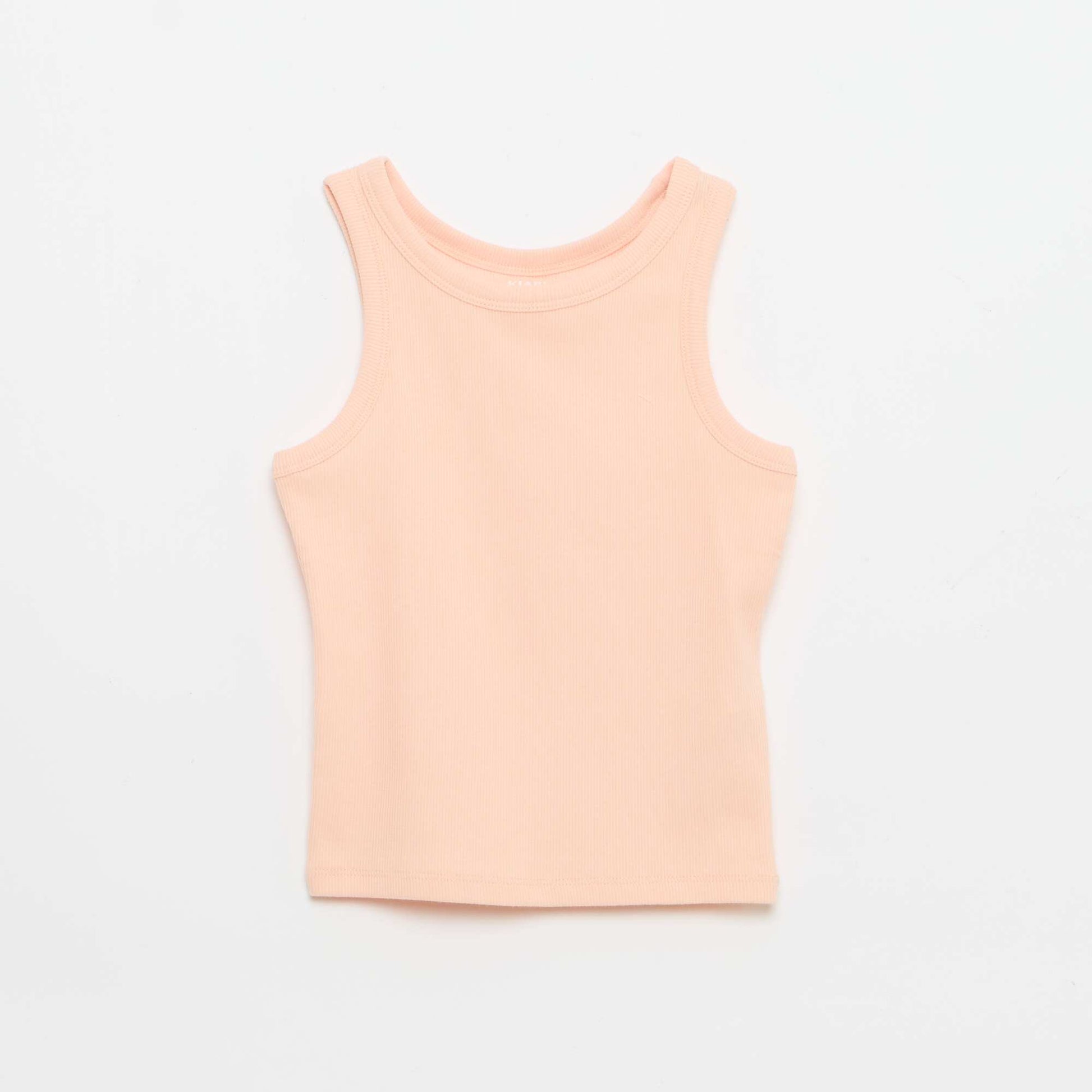 Ribbed Tank Top with Round Neck ORANGE