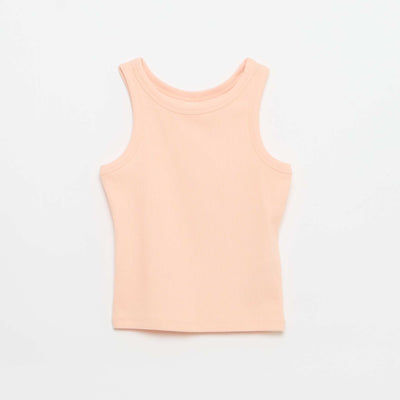 Ribbed Tank Top with Round Neck ORANGE