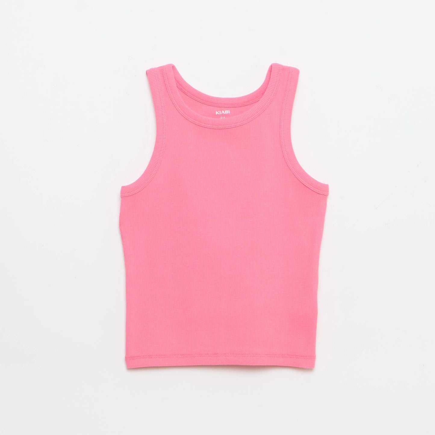 Ribbed Tank Top with Round Neck PINK