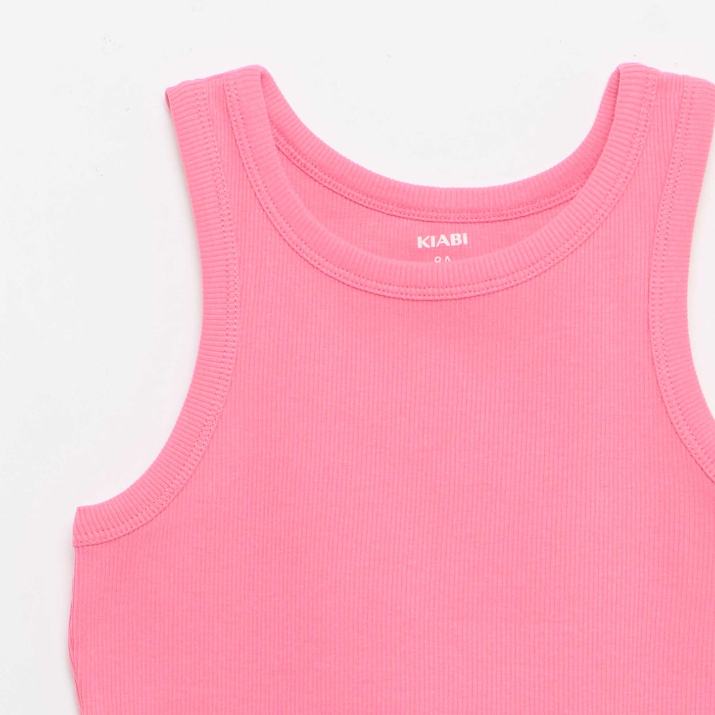 Ribbed Tank Top with Round Neck PINK