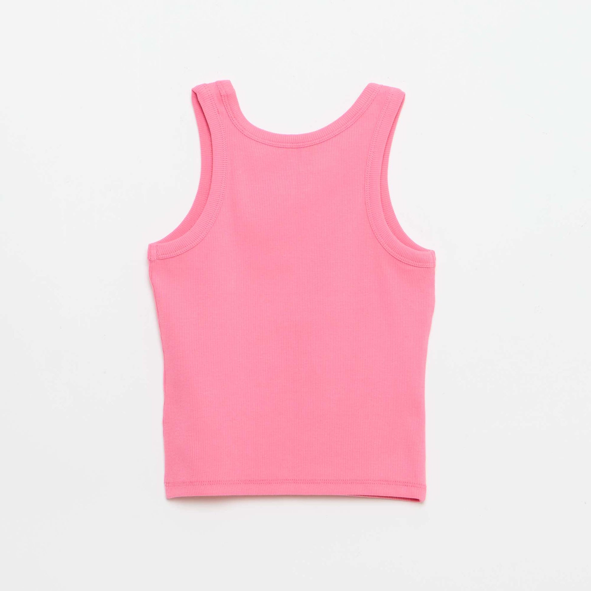 Ribbed Tank Top with Round Neck PINK