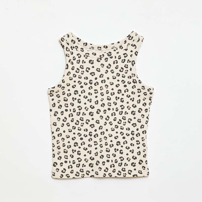 All-Over Ribbed Cotton Tank Top BEIGE
