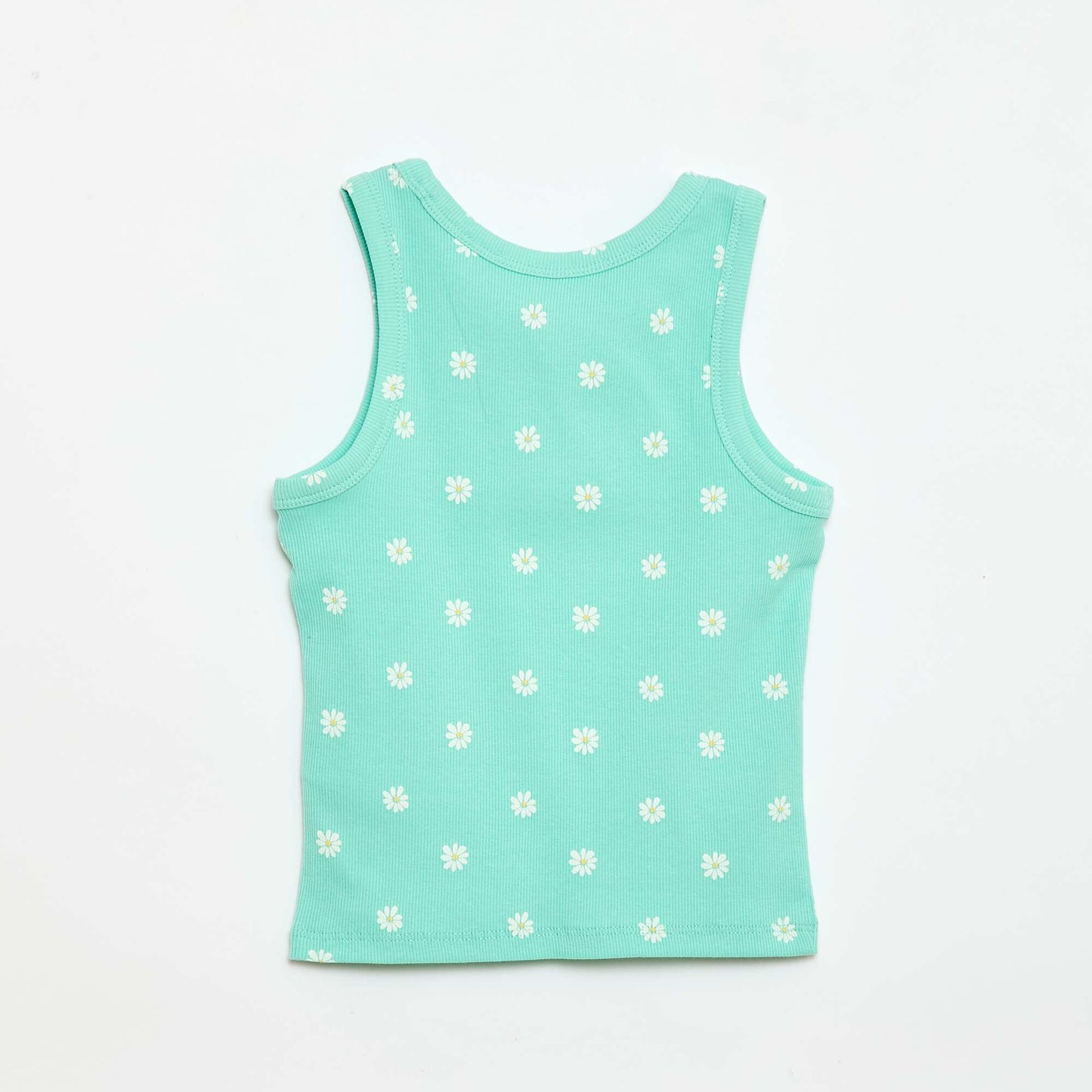 All-Over Ribbed Cotton Tank Top GREEN