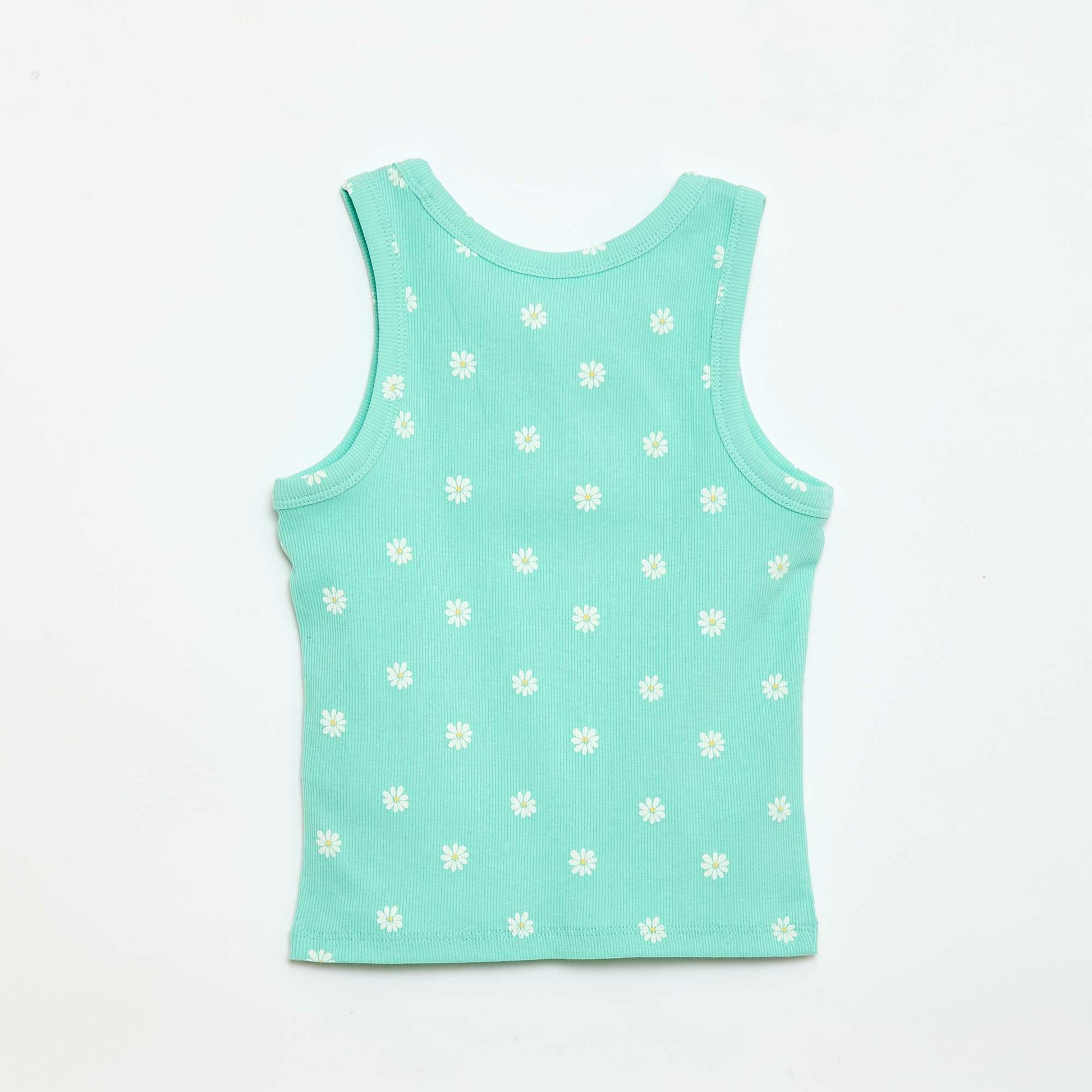 All-Over Ribbed Cotton Tank Top GREEN