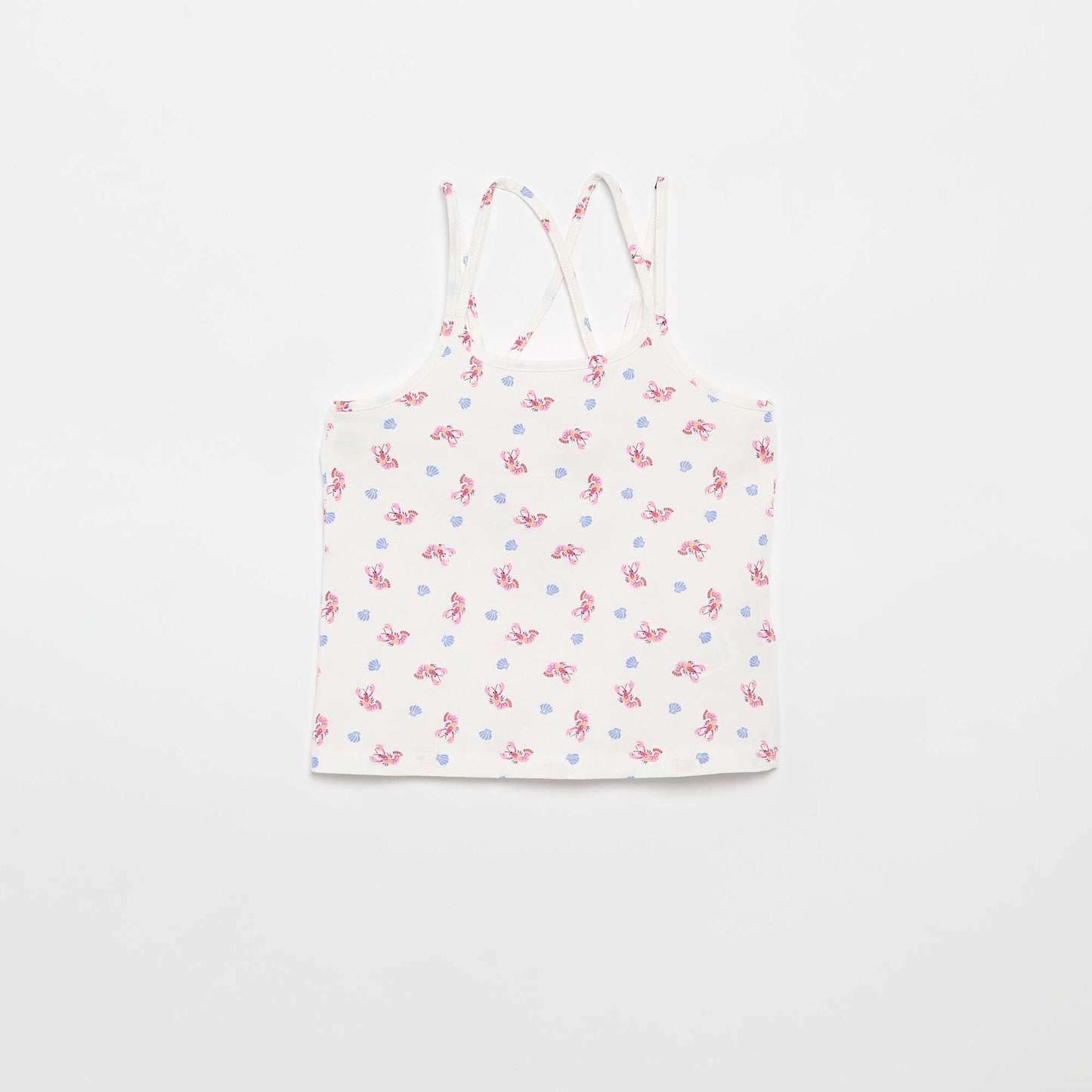 Set of 2 Tank Tops  1 Printed WHITE