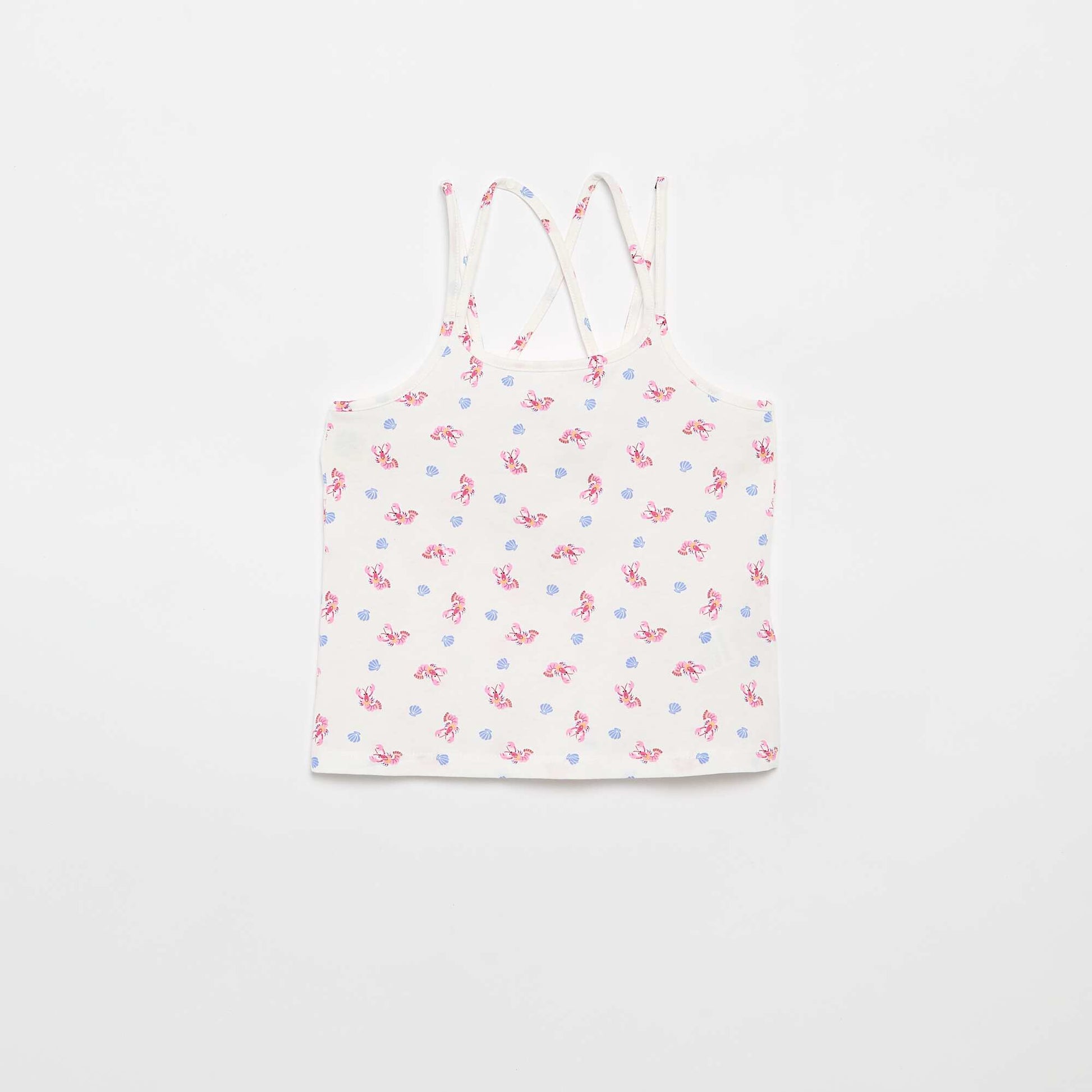 Set of 2 Tank Tops  1 Printed WHITE