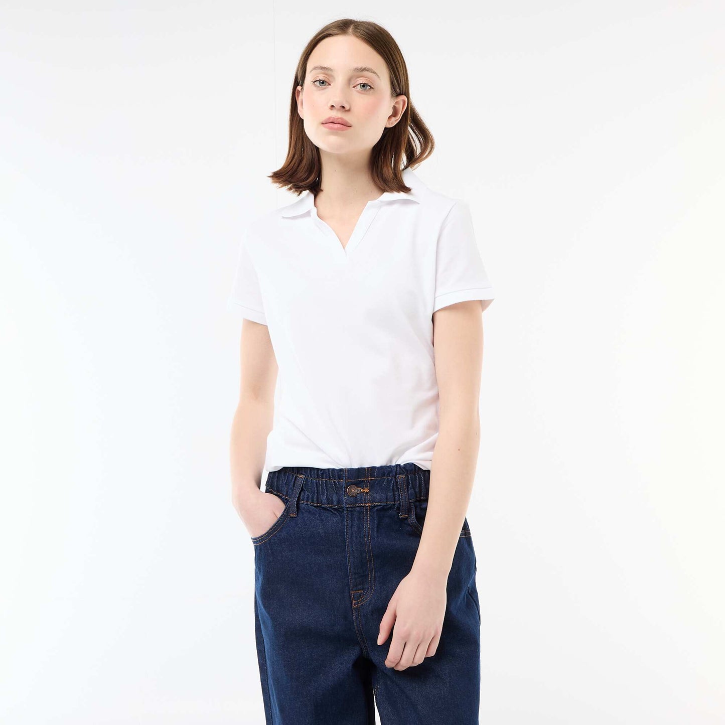 Fitted Piqué Polo Shirt WHITE