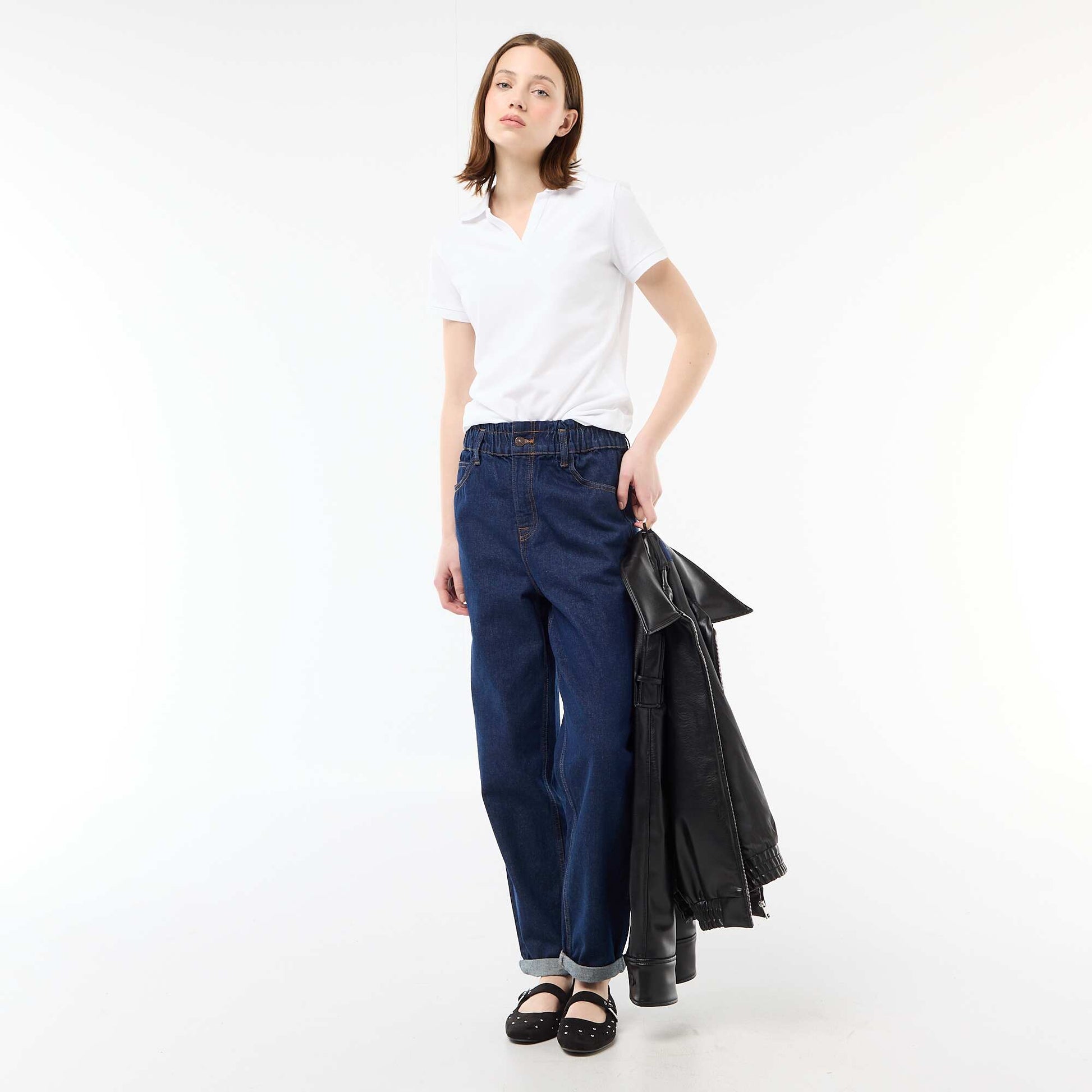 Fitted Piqué Polo Shirt WHITE