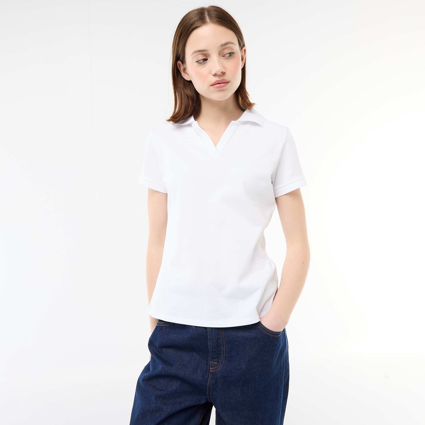 Fitted Piqué Polo Shirt WHITE