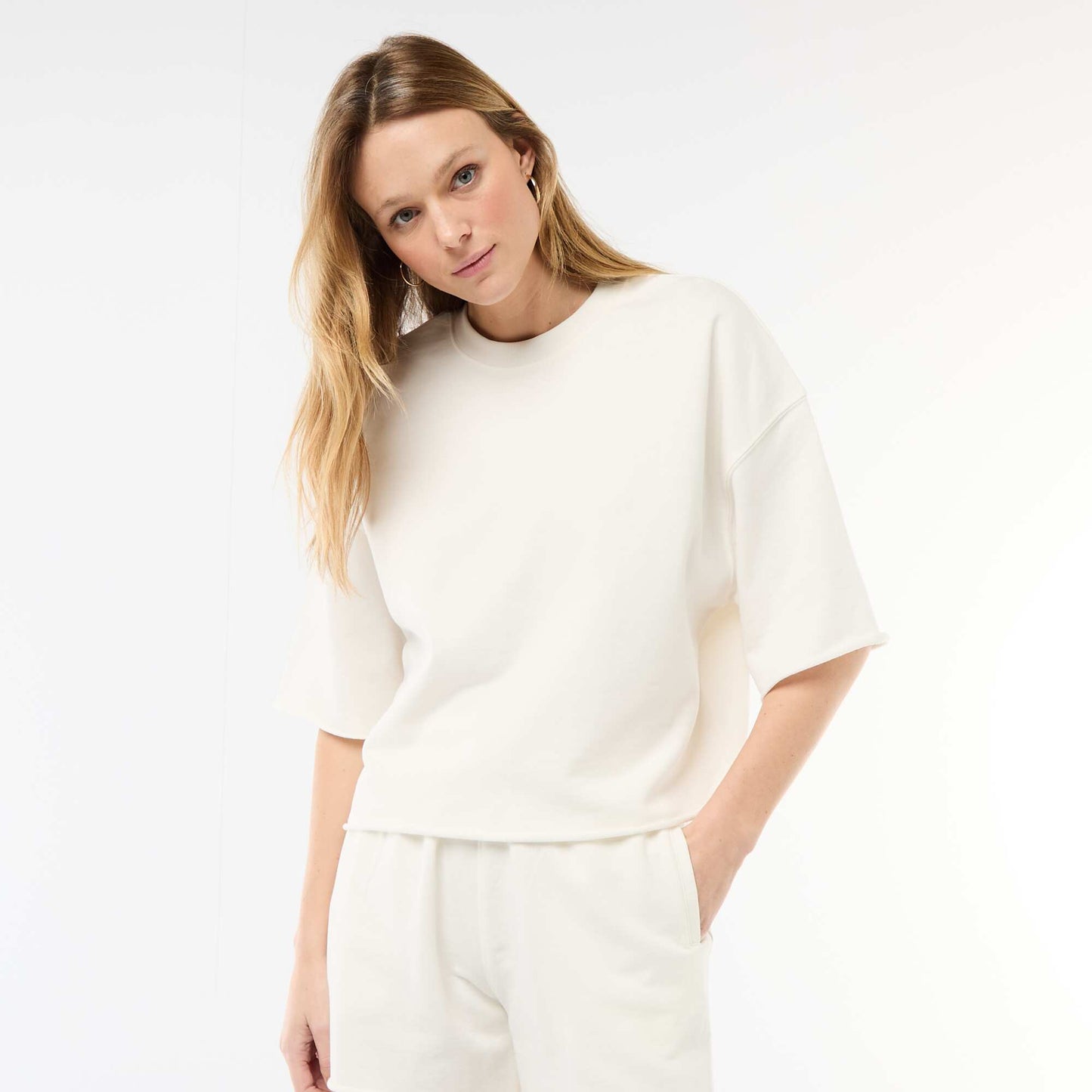3/4 Sleeve French Terry T-shirt WHITE