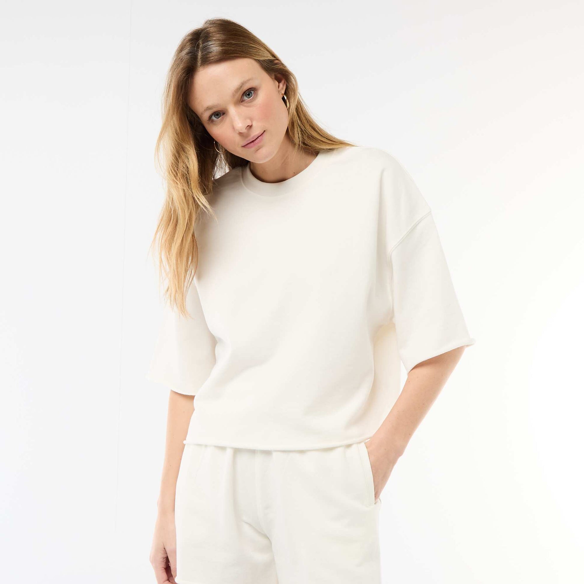 3/4 Sleeve French Terry T-shirt WHITE