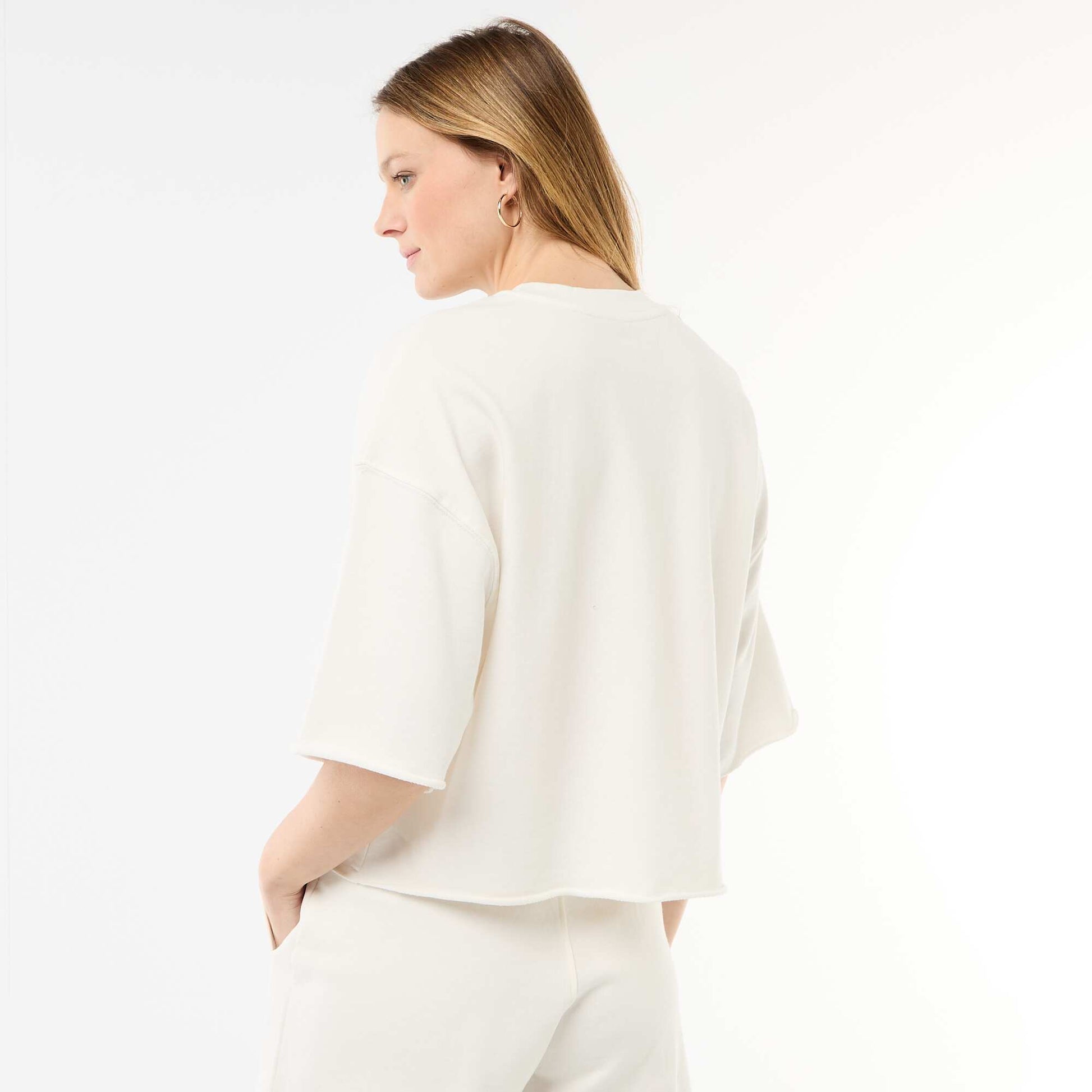 3/4 Sleeve French Terry T-shirt WHITE