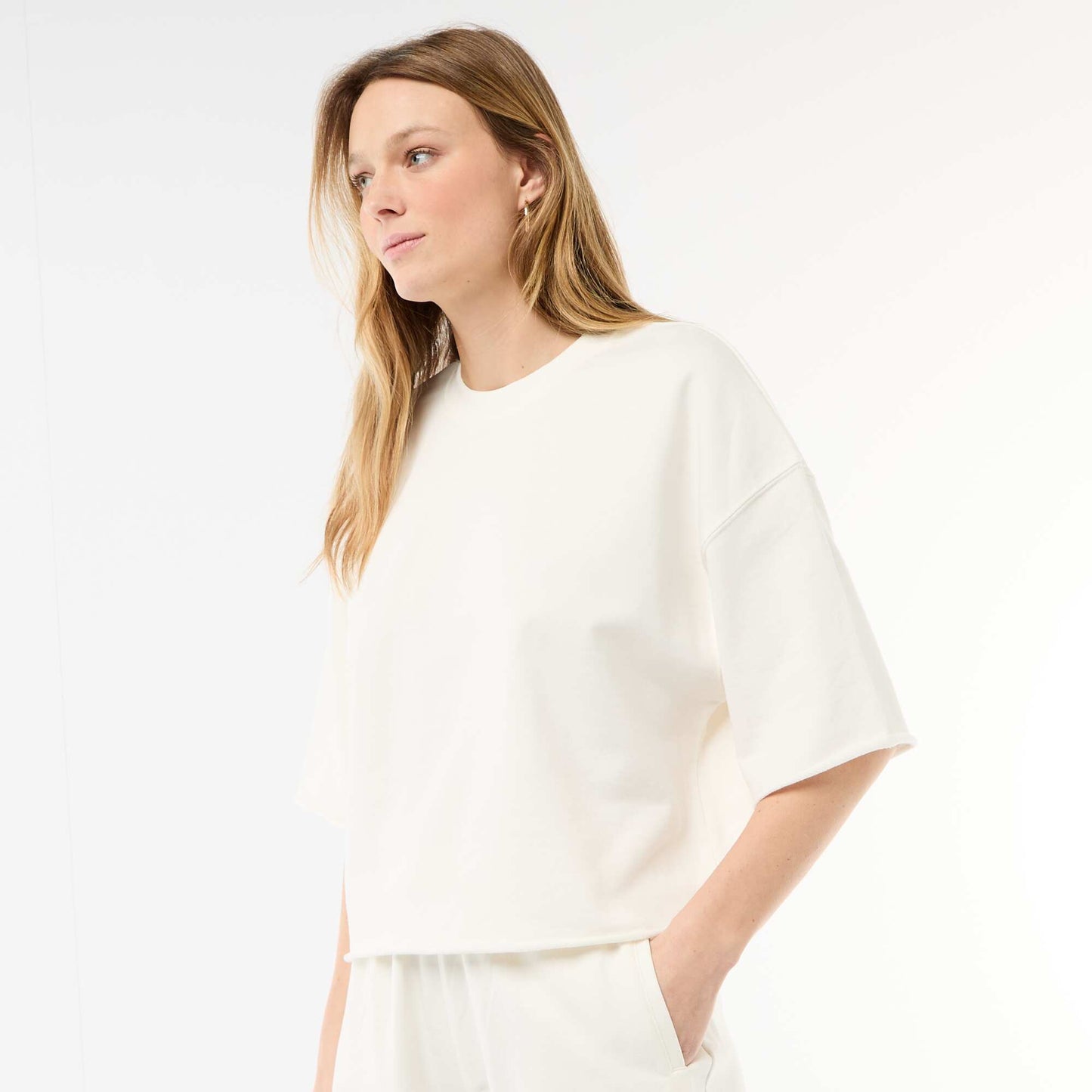 3/4 Sleeve French Terry T-shirt WHITE