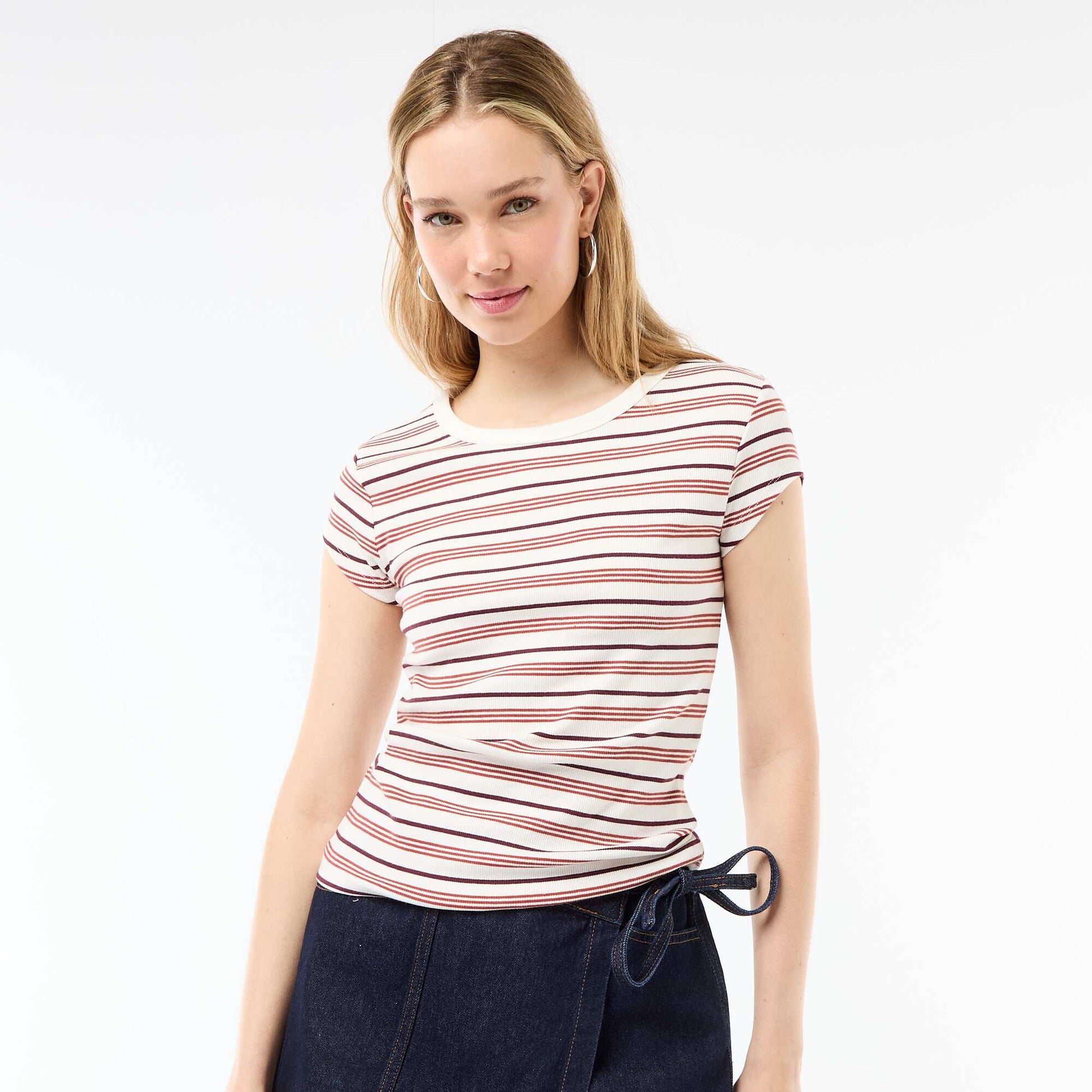 Ribbed Short-Sleeve Jersey T-Shirt WHITE