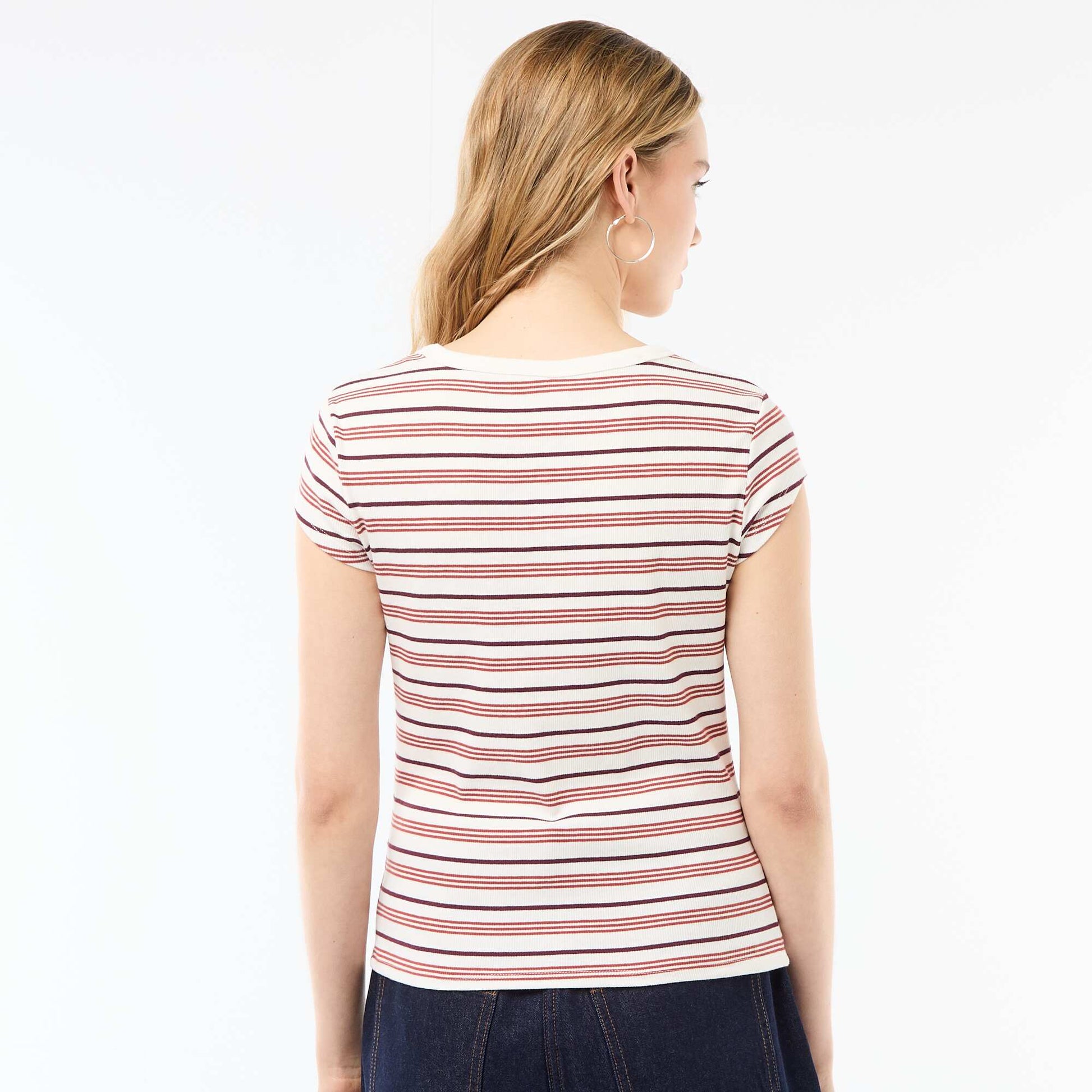 Ribbed Short-Sleeve Jersey T-Shirt WHITE