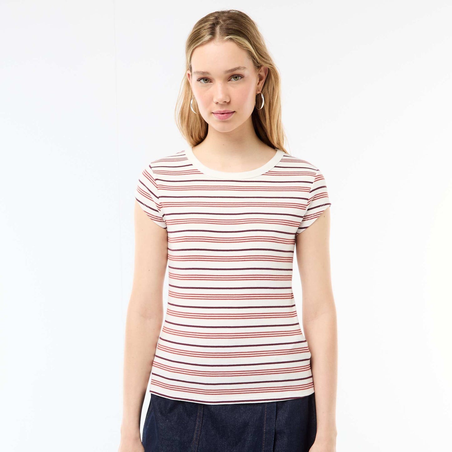 Ribbed Short-Sleeve Jersey T-Shirt WHITE