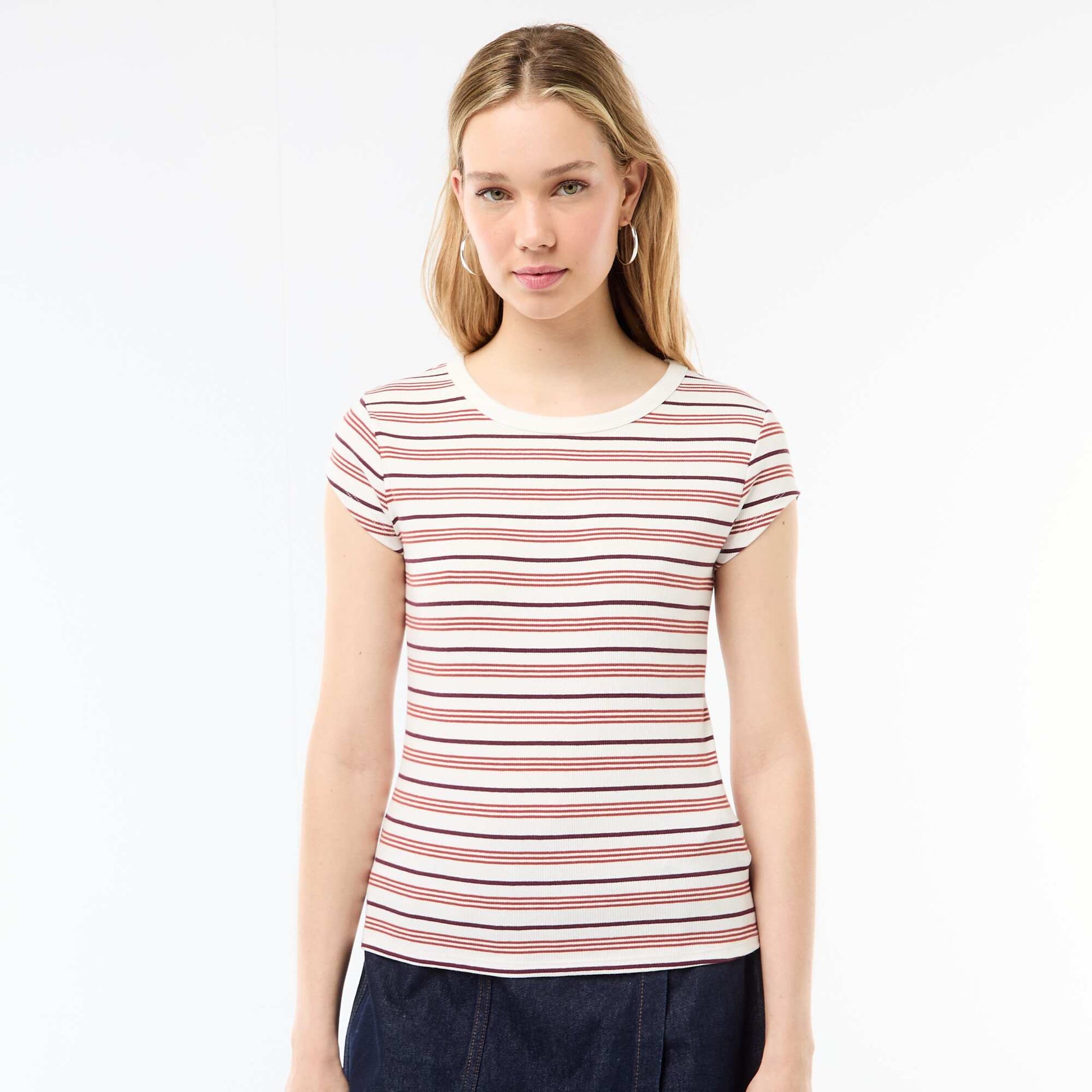 Ribbed Short-Sleeve Jersey T-Shirt WHITE