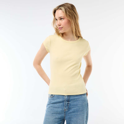 Ribbed Short-Sleeve Jersey T-Shirt YELLOW