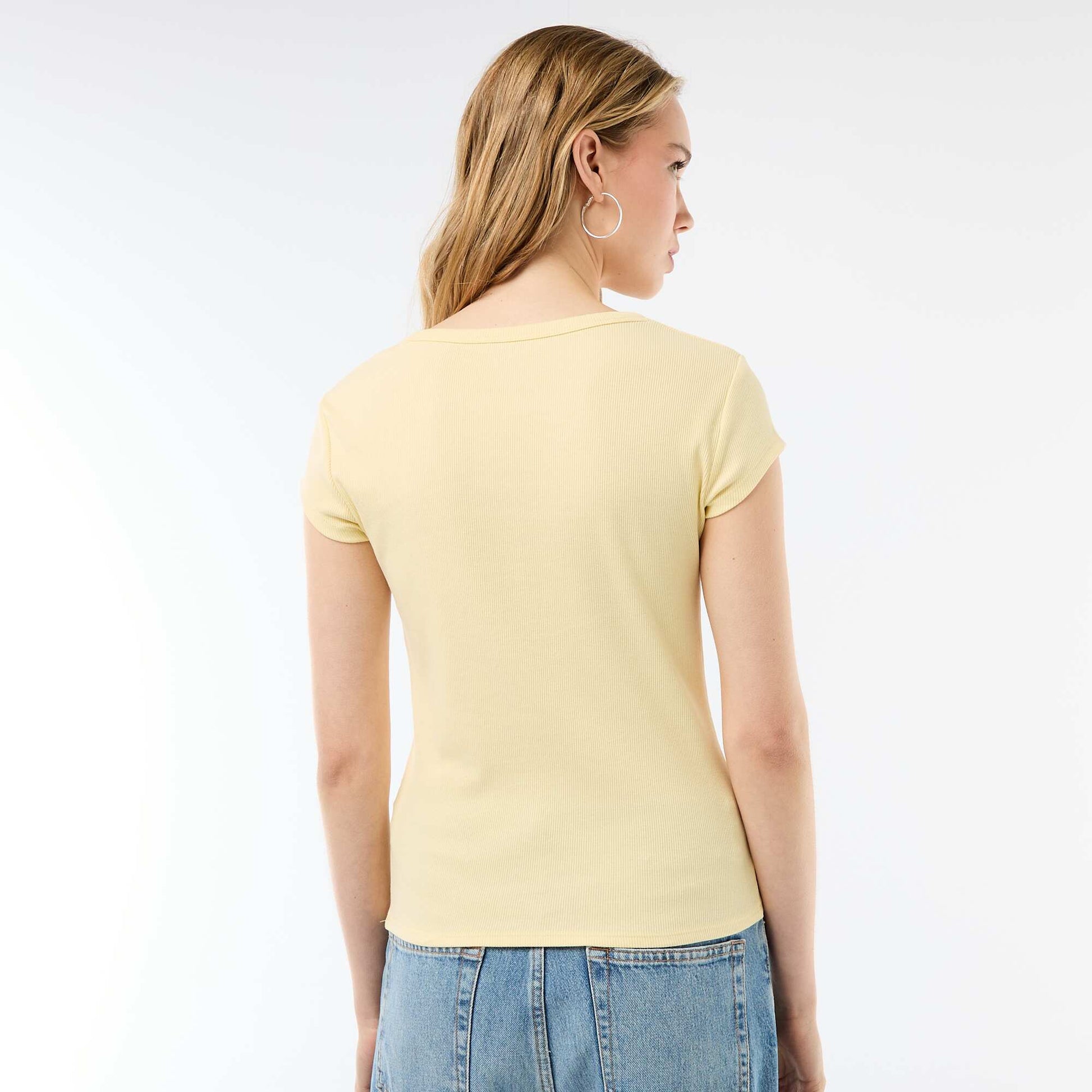 Ribbed Short-Sleeve Jersey T-Shirt YELLOW