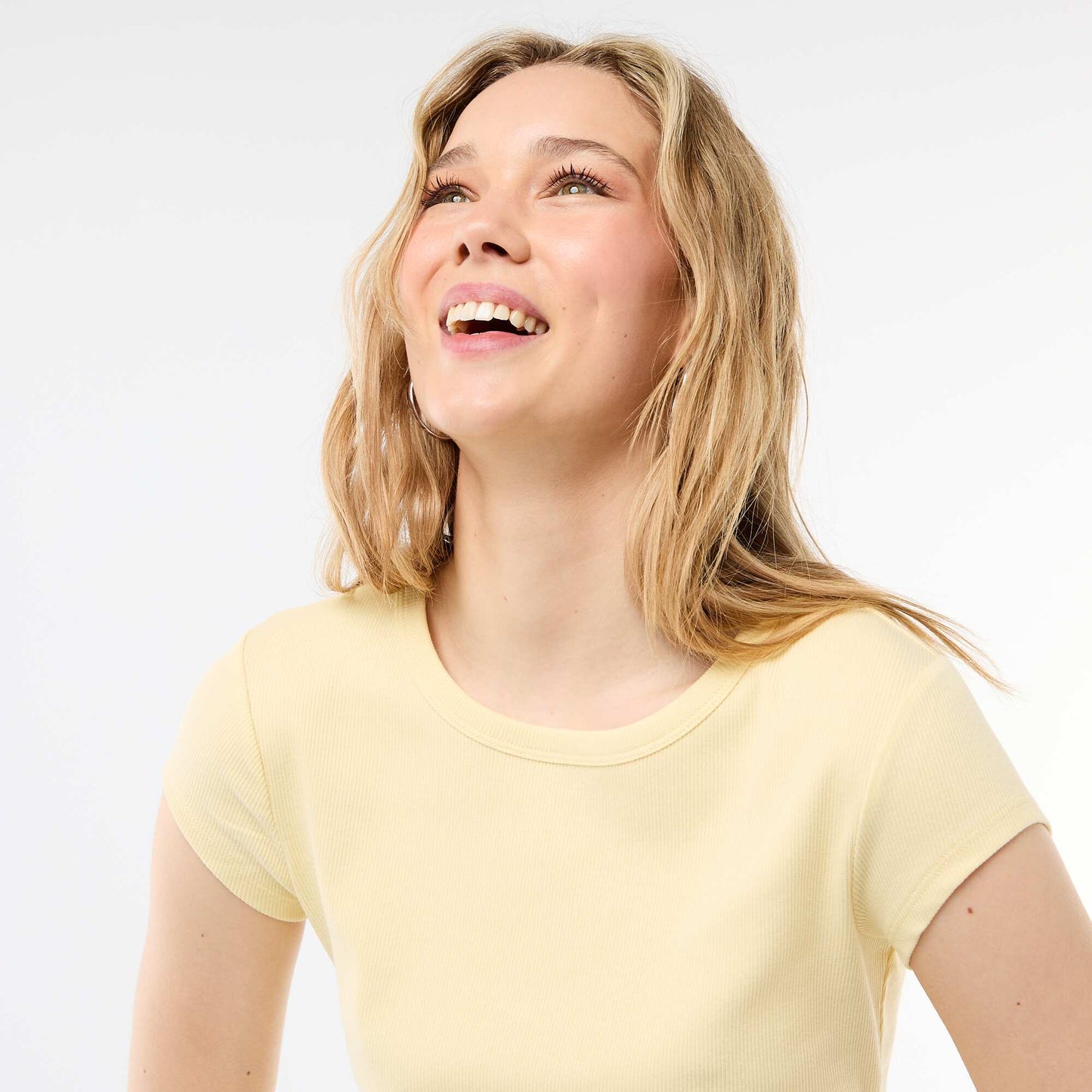 Ribbed Short-Sleeve Jersey T-Shirt YELLOW