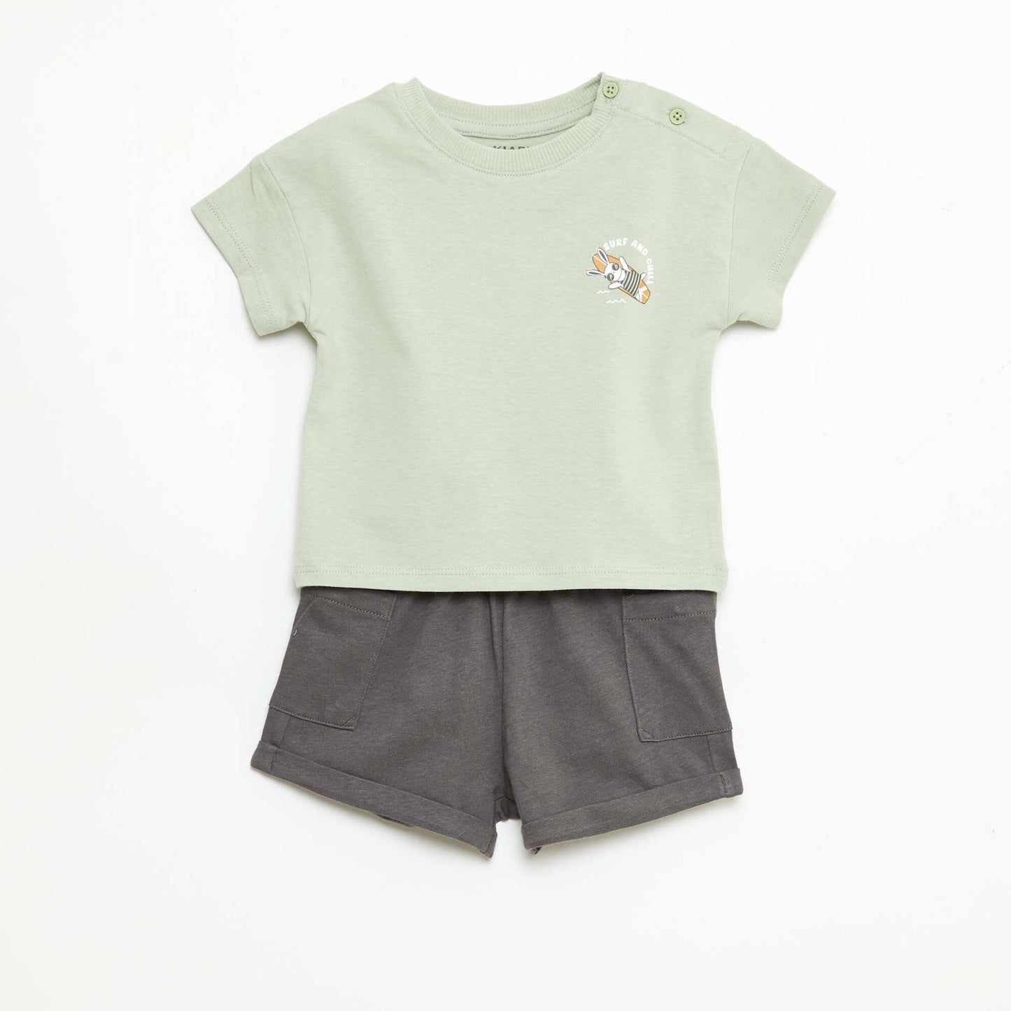 2-Piece Short and T-Shirt Set KHAKI