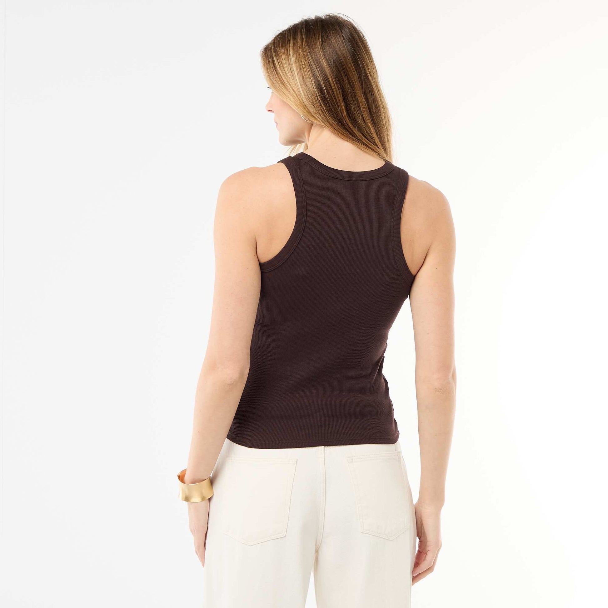 Sleeveless Tank Top with American Armholes BROWN
