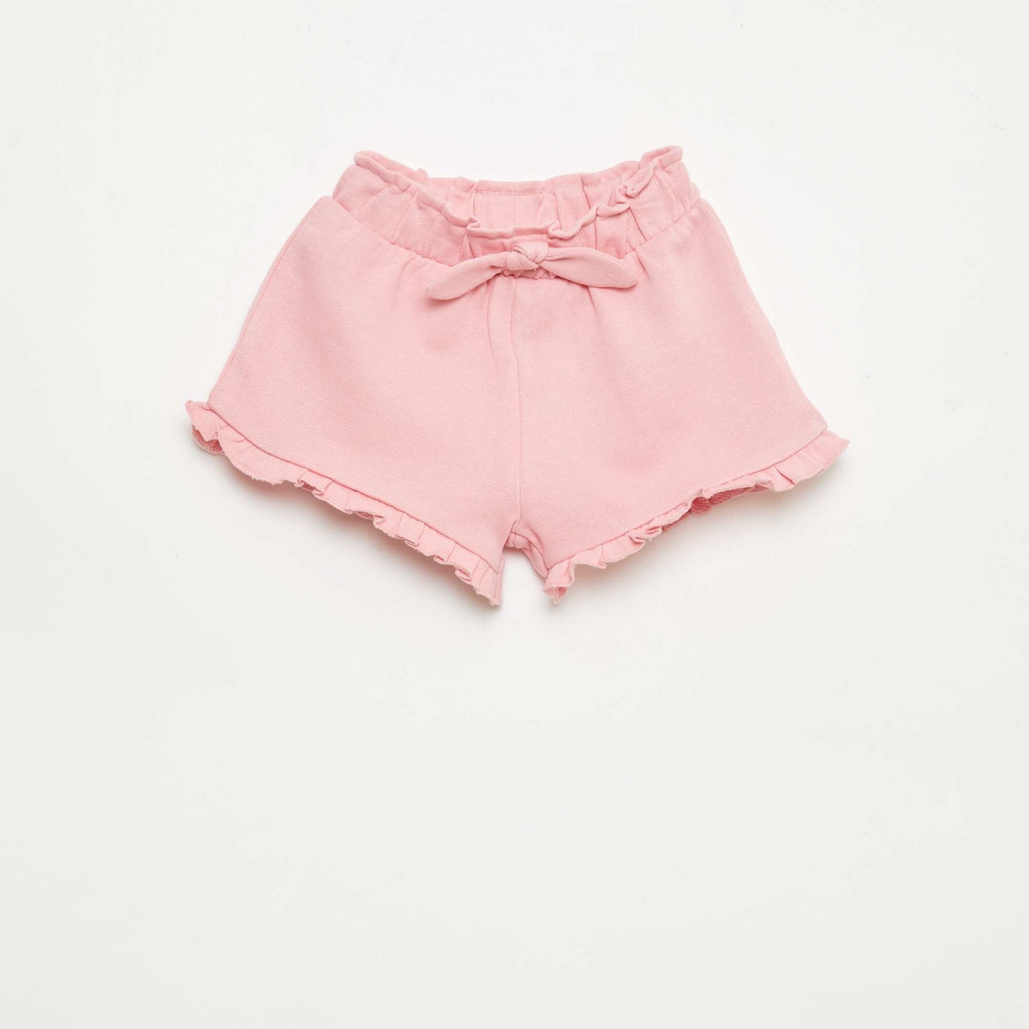 Ruffled shorts with waist tie PINK