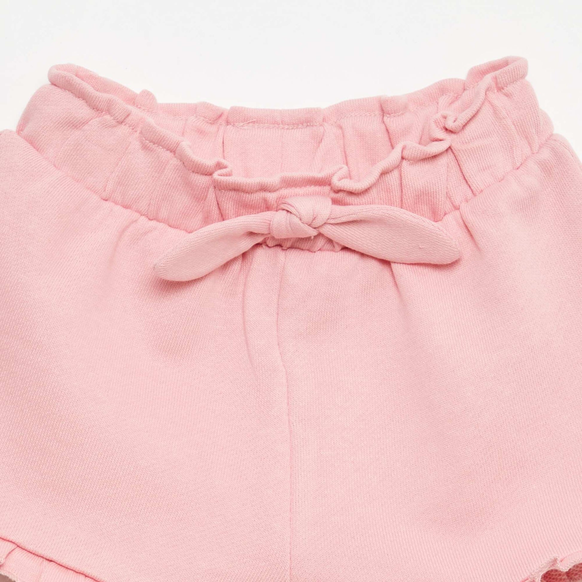 Ruffled shorts with waist tie PINK