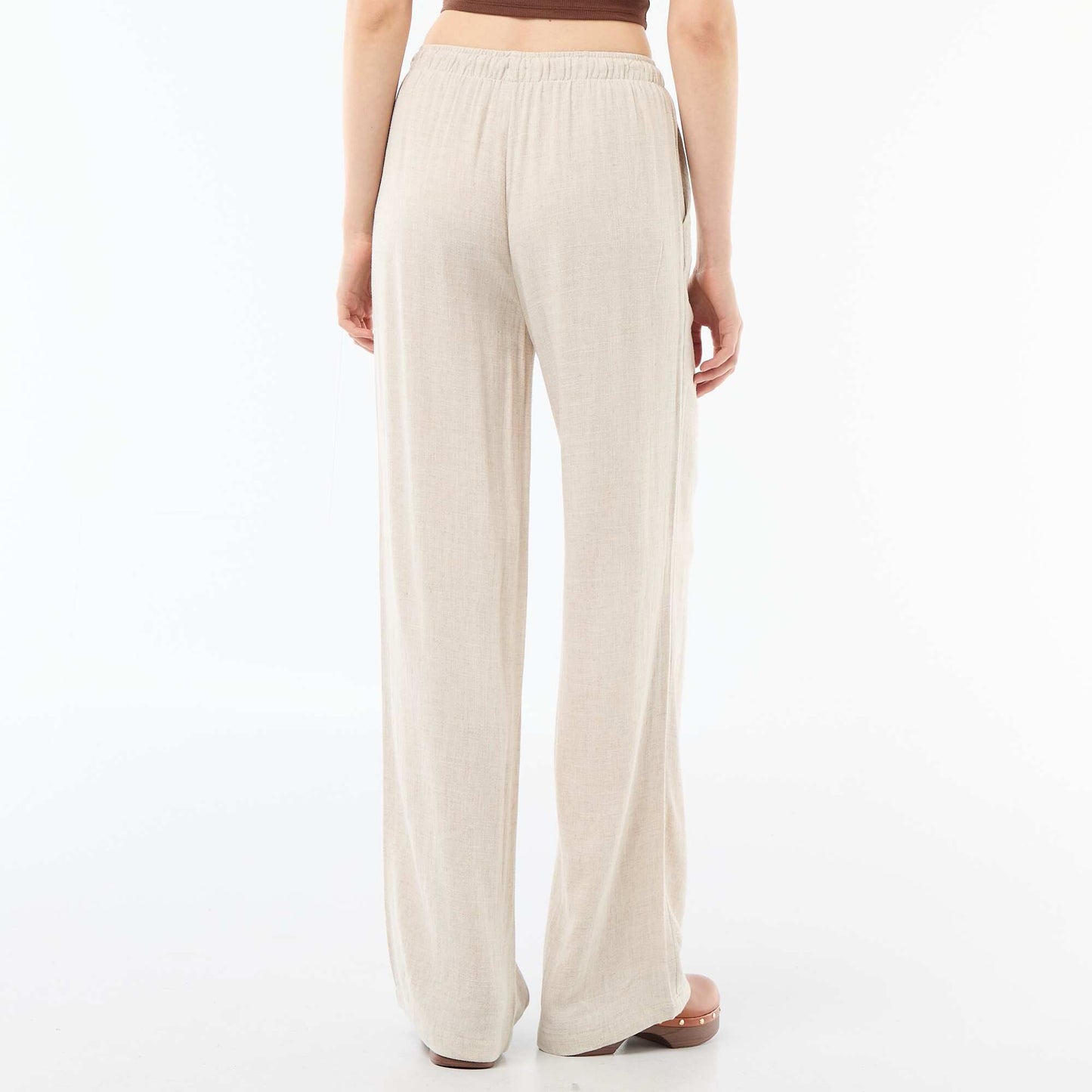 Linen trousers with 2 pockets BEIGE