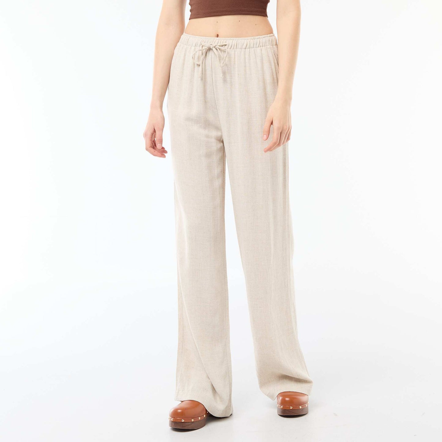 Linen trousers with 2 pockets BEIGE