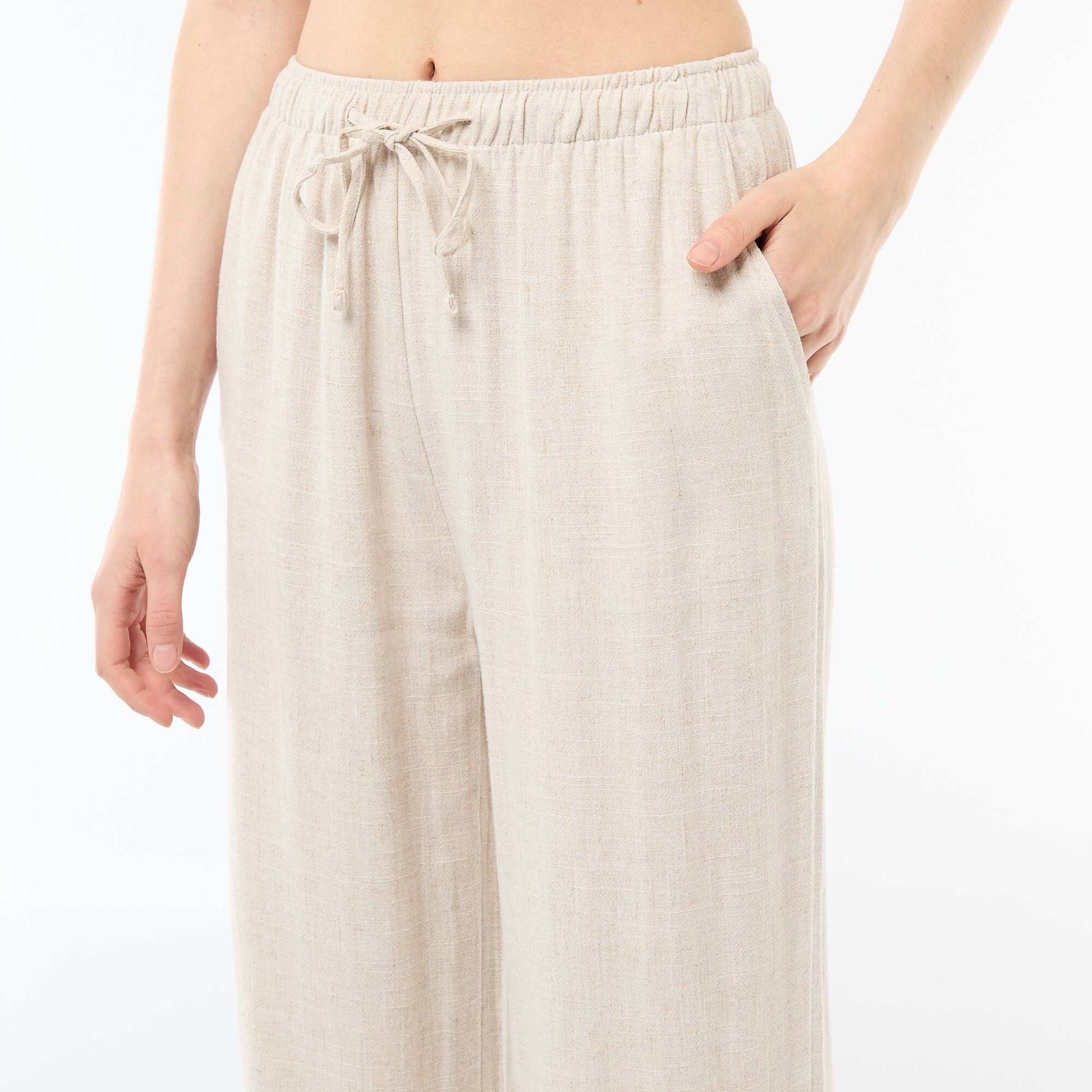 Linen trousers with 2 pockets BEIGE