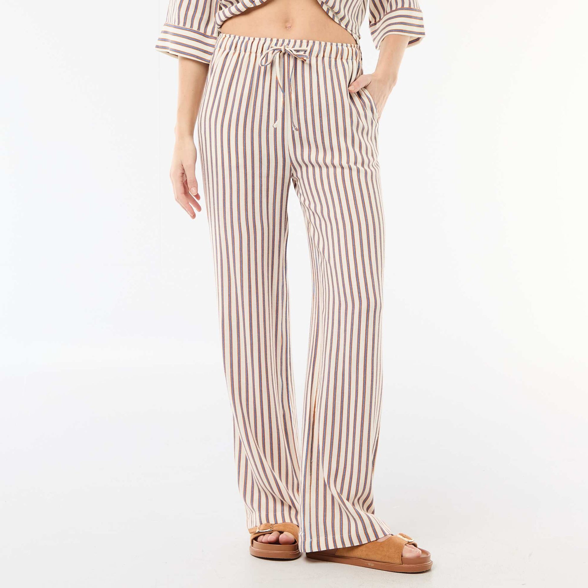 Linen trousers with 2 pockets BEIGE