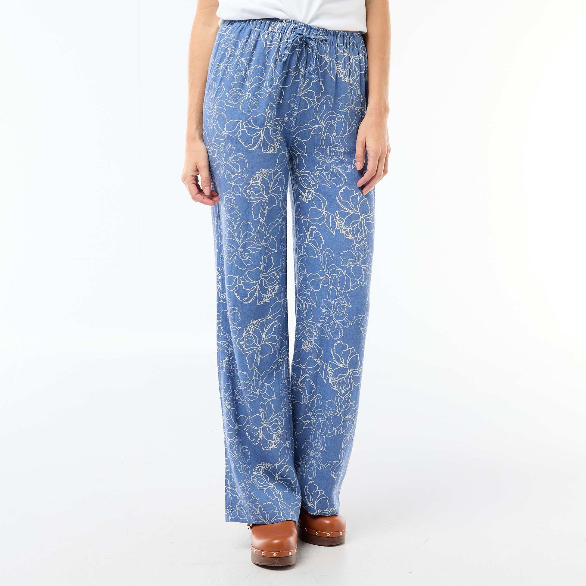 Linen trousers with 2 pockets BLUE