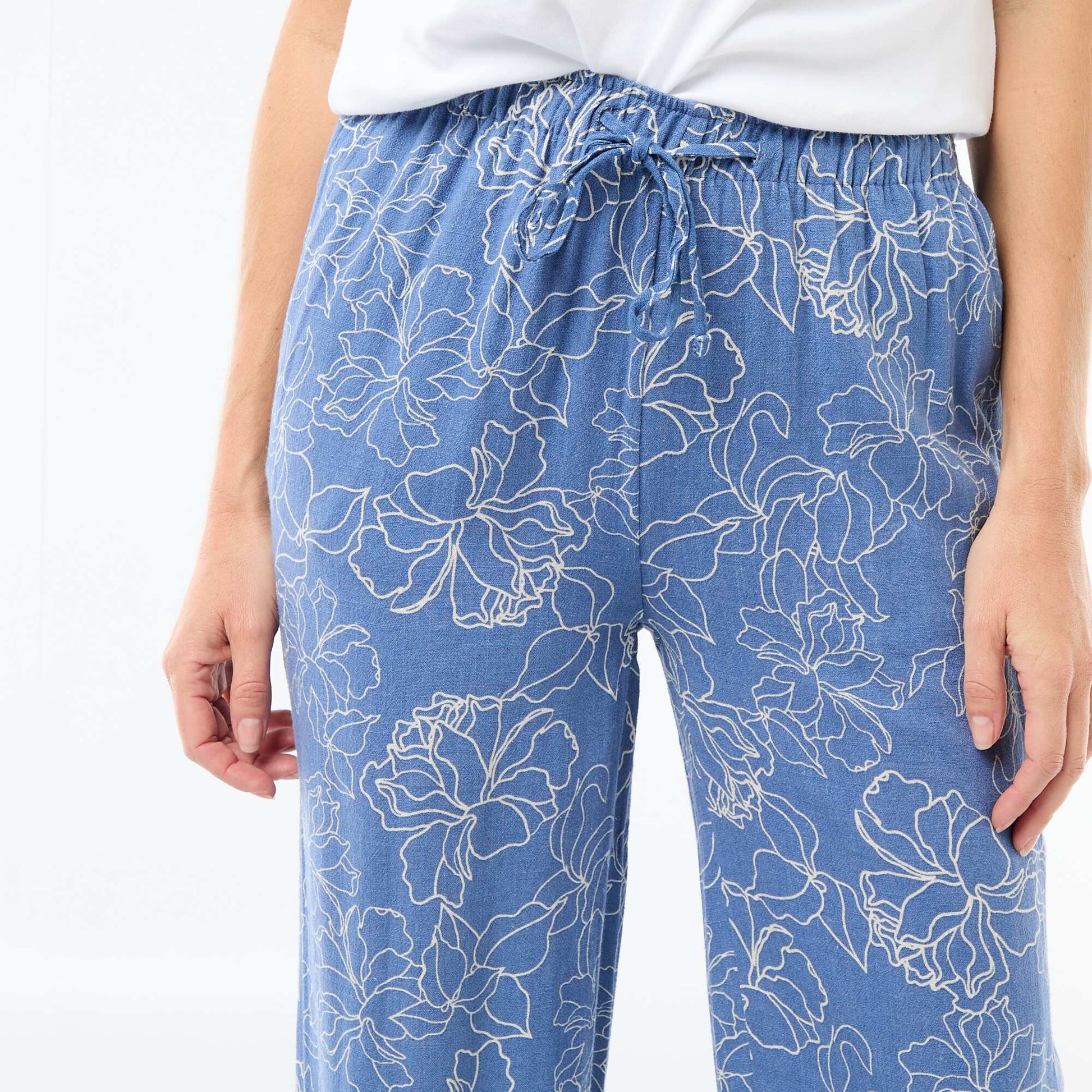 Linen trousers with 2 pockets BLUE