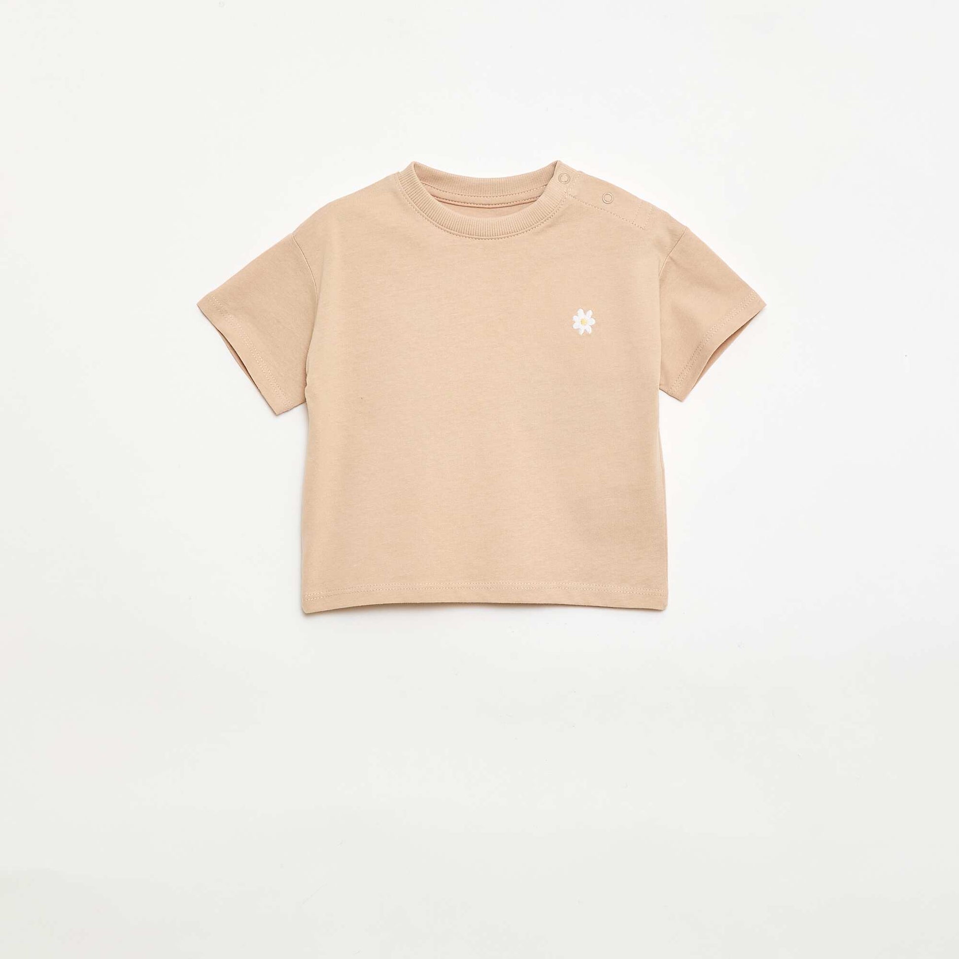 Set of 2 T-shirts with chest detail BEIGE