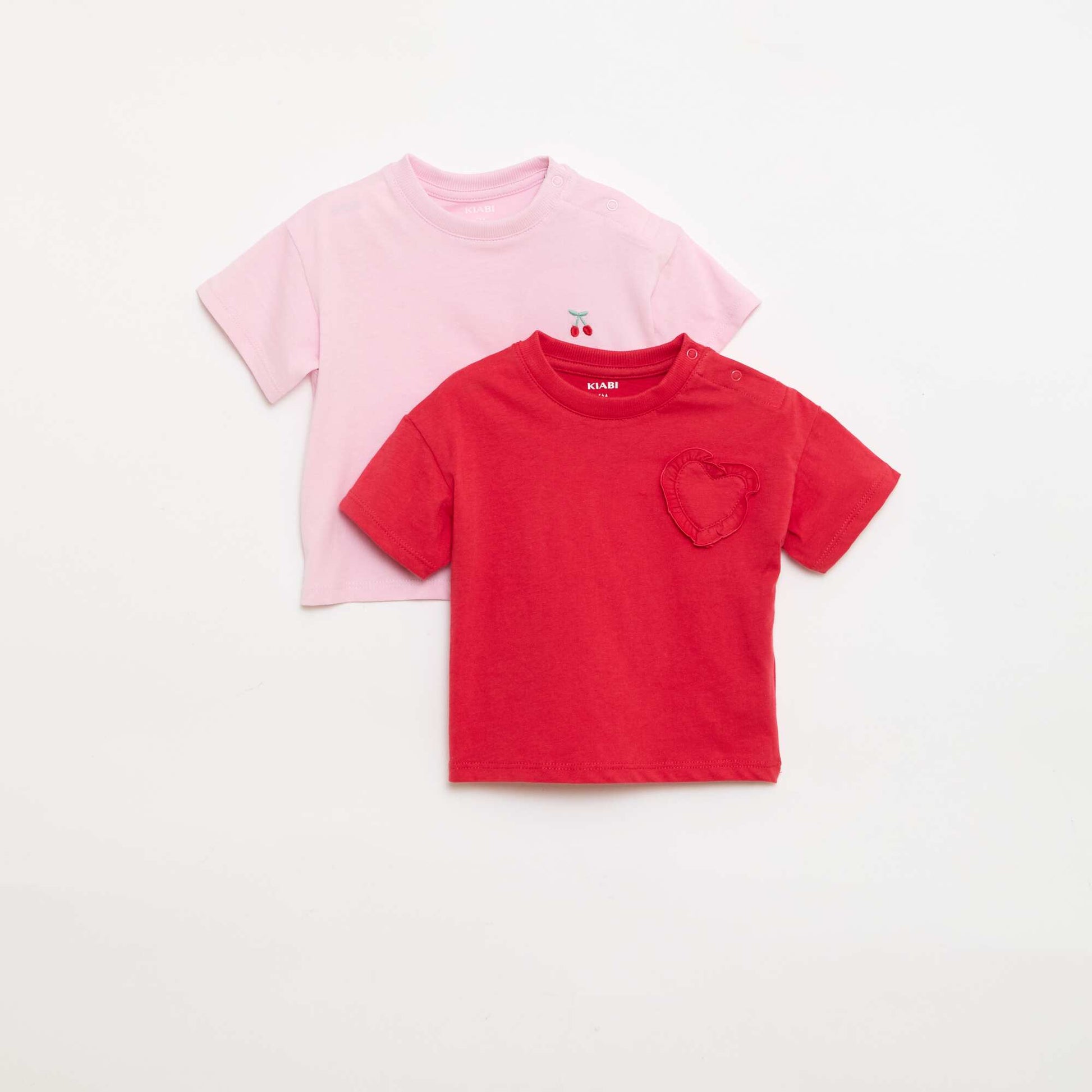 Set of 2 T-shirts with chest detail PINK