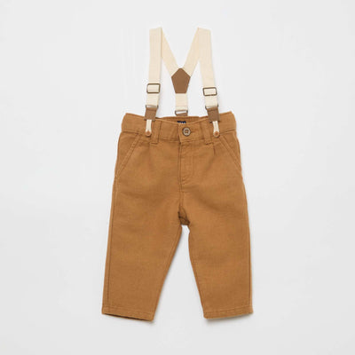 Linen Blend Chino Trousers with Suspenders BEIGE