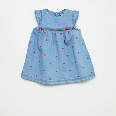 Light Denim Short-Sleeve Dress BLUE